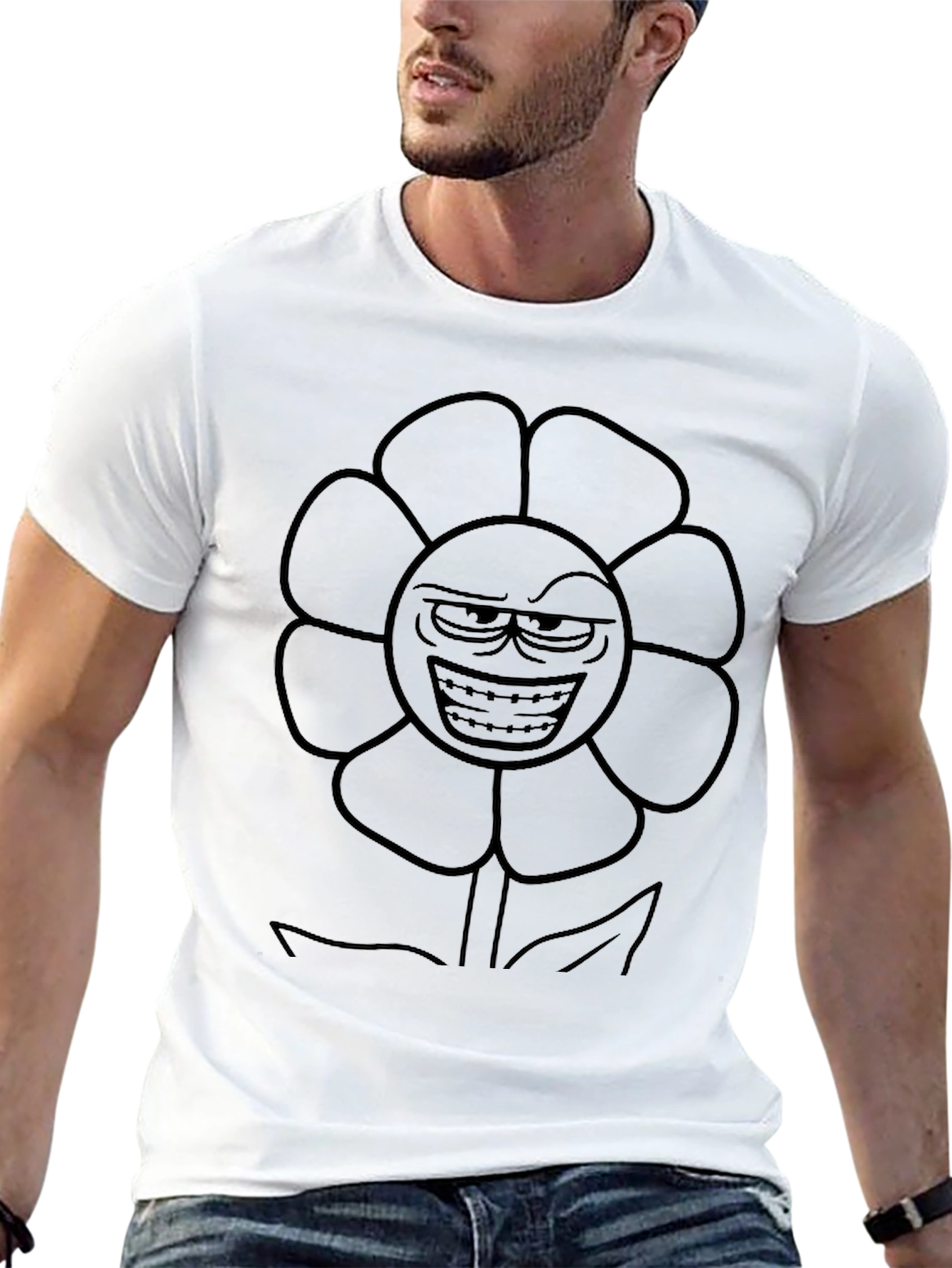 Mens Black Flowey Graphic Tee