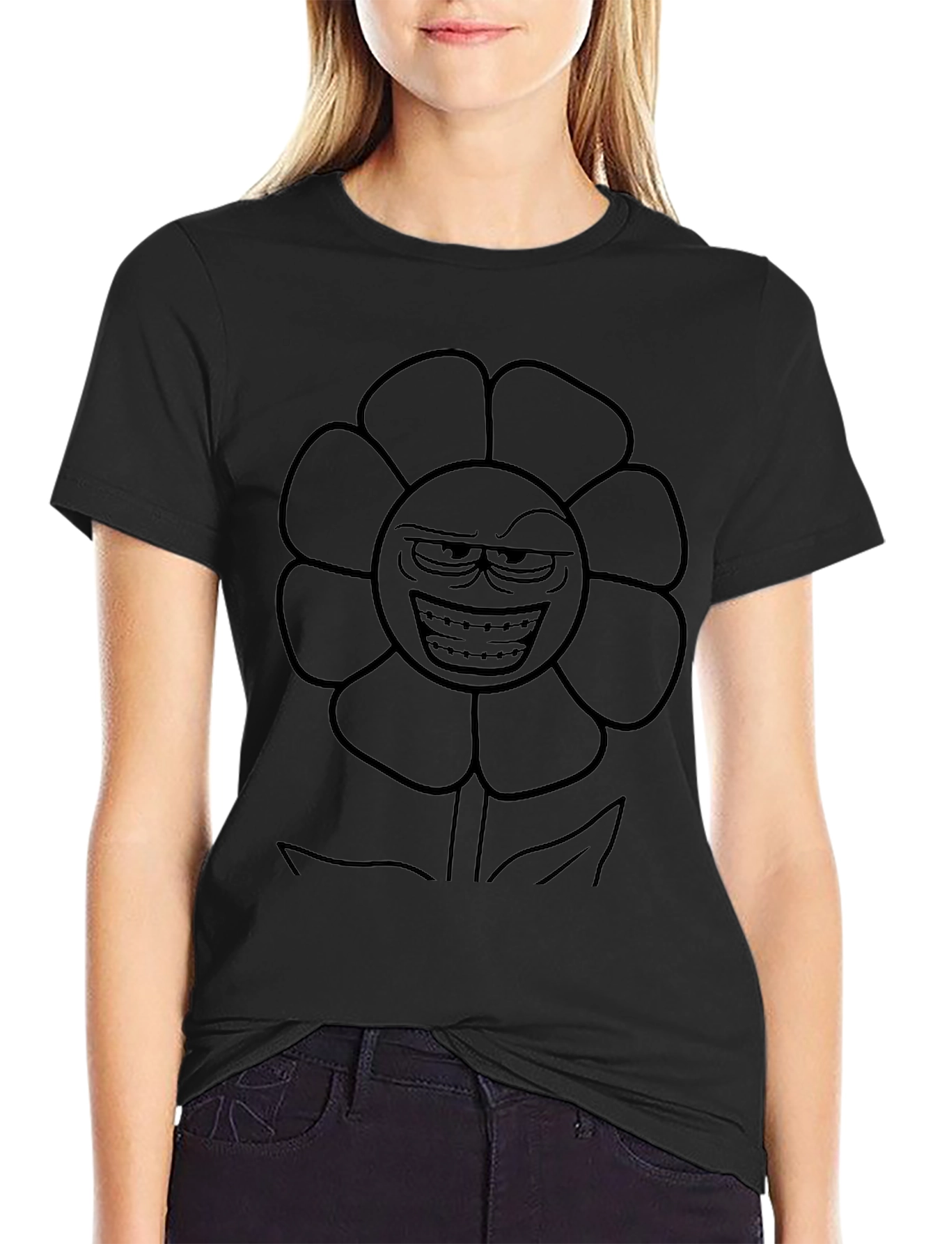 Mens Black Flowey Graphic Tee