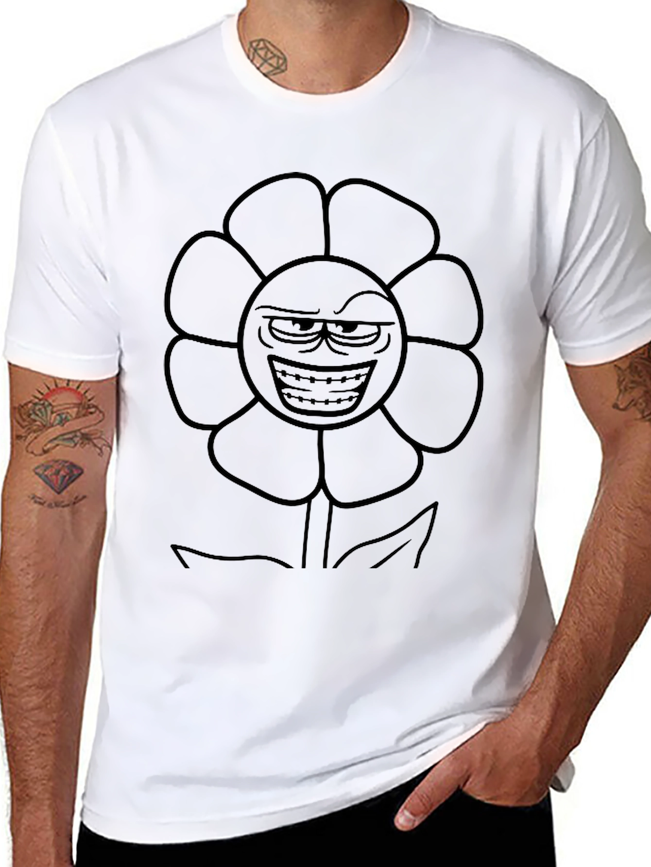 Mens Black Flowey Graphic Tee