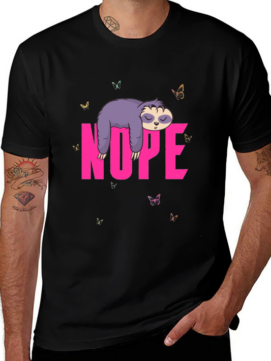Nope Sloth Graphic Tee - Lazy Day Shirt