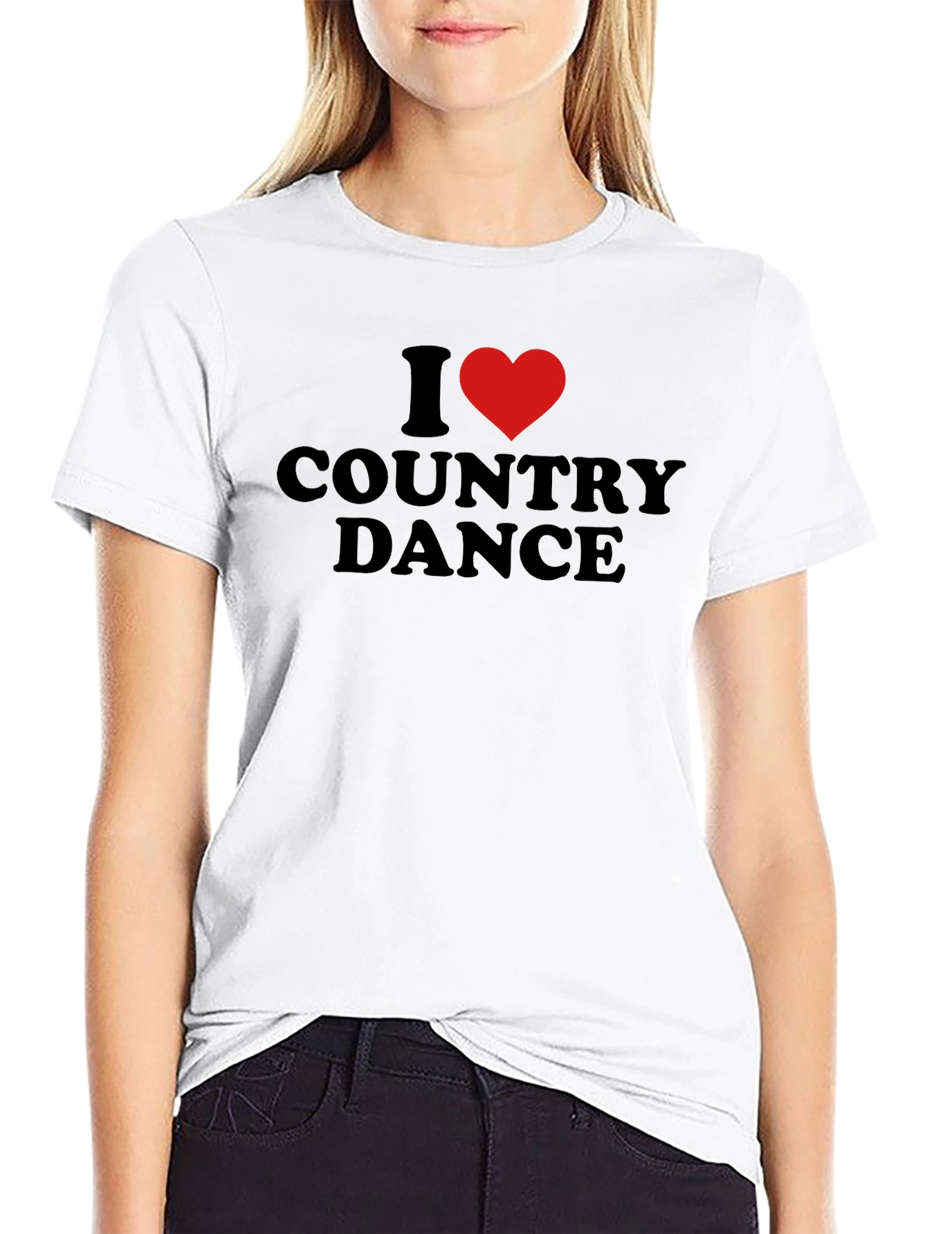 I Heart Country Dance Black T-Shirt