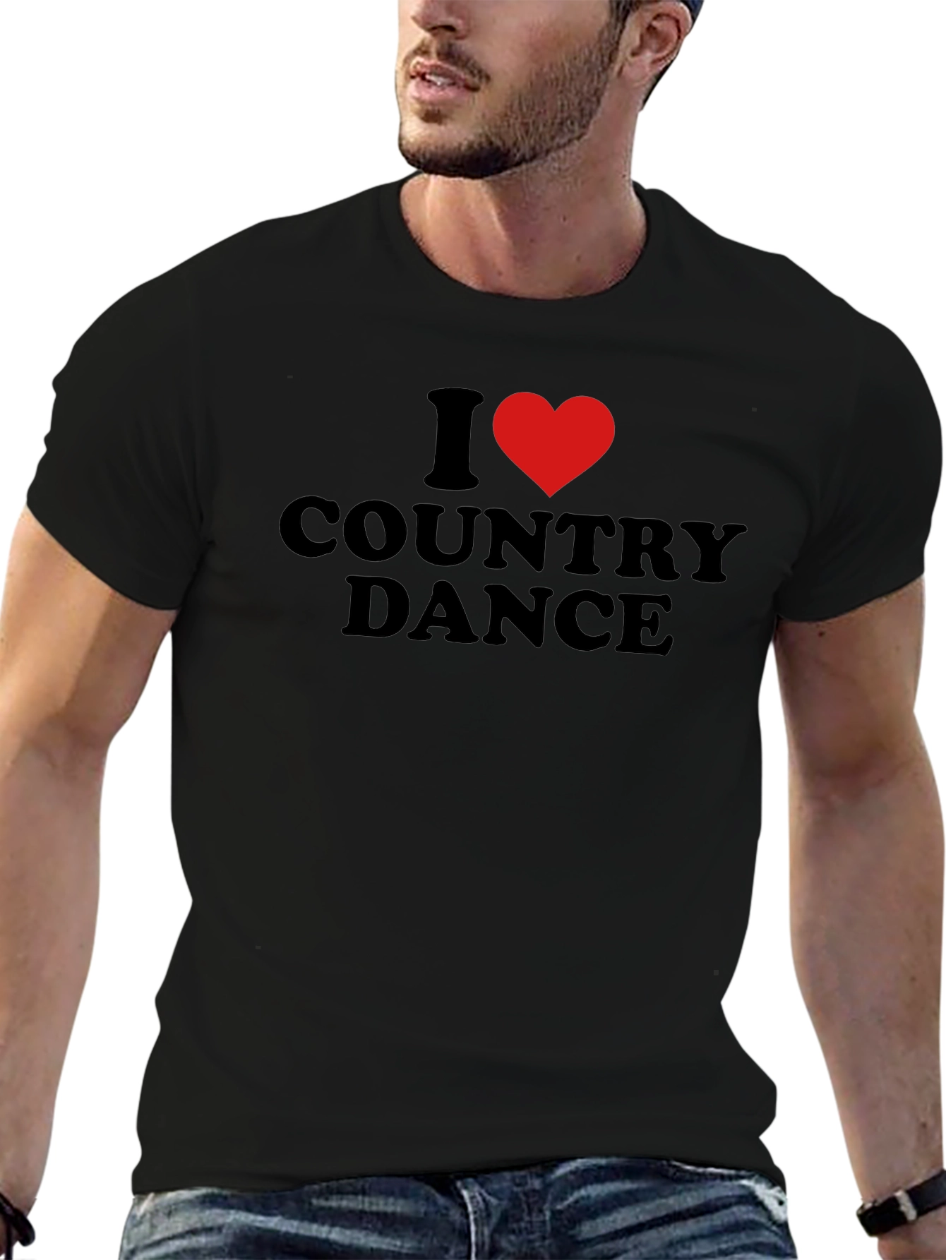 I Heart Country Dance Black T-Shirt