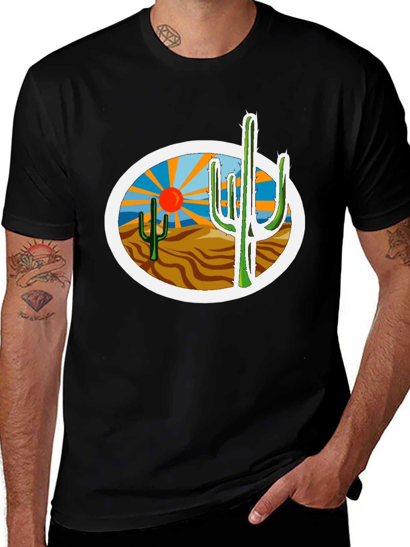 Desert Cactus Graphic Tee - Western Style Shirt