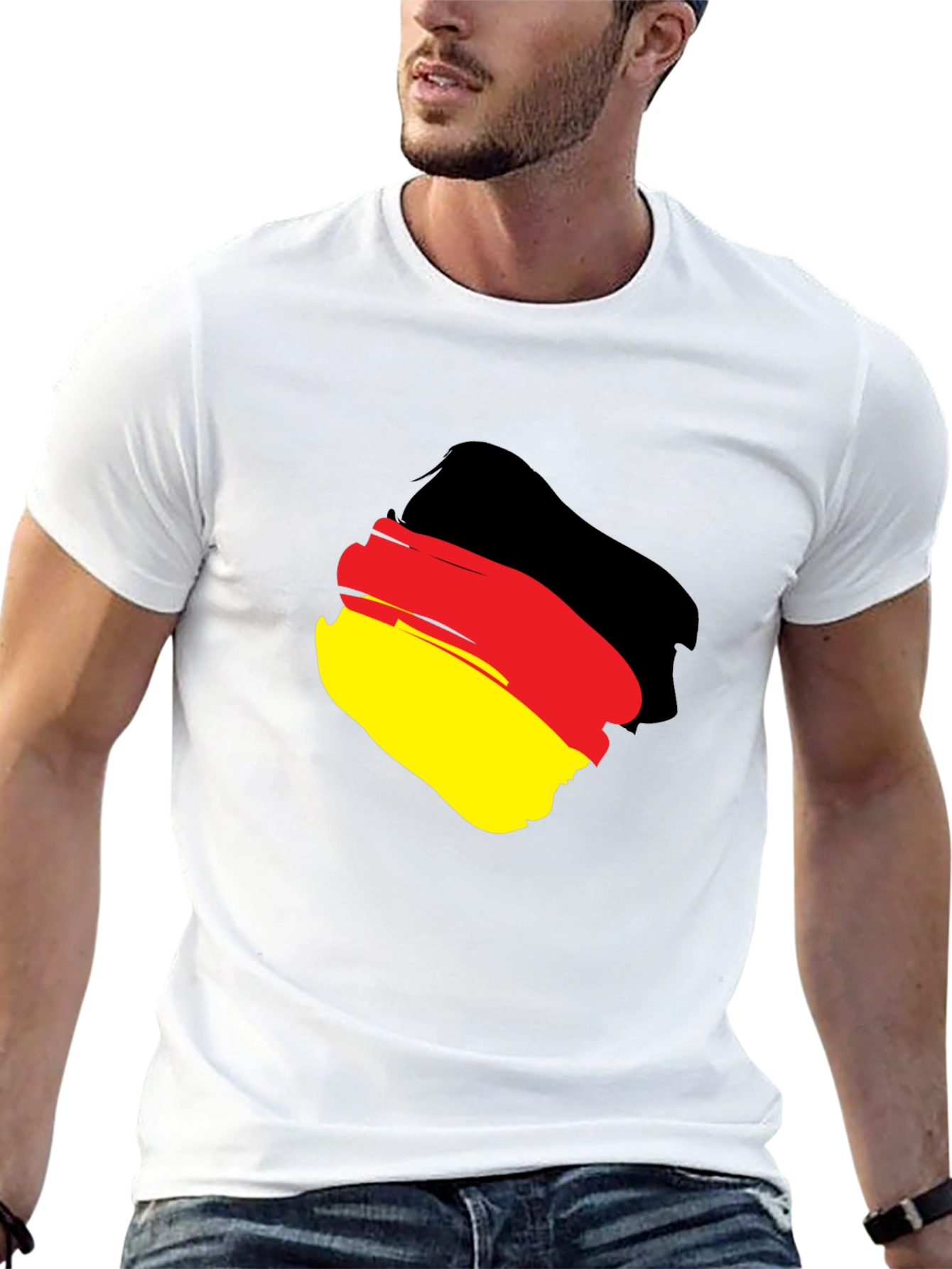 Germany Flag Brushstroke Graphic Black T-Shirt