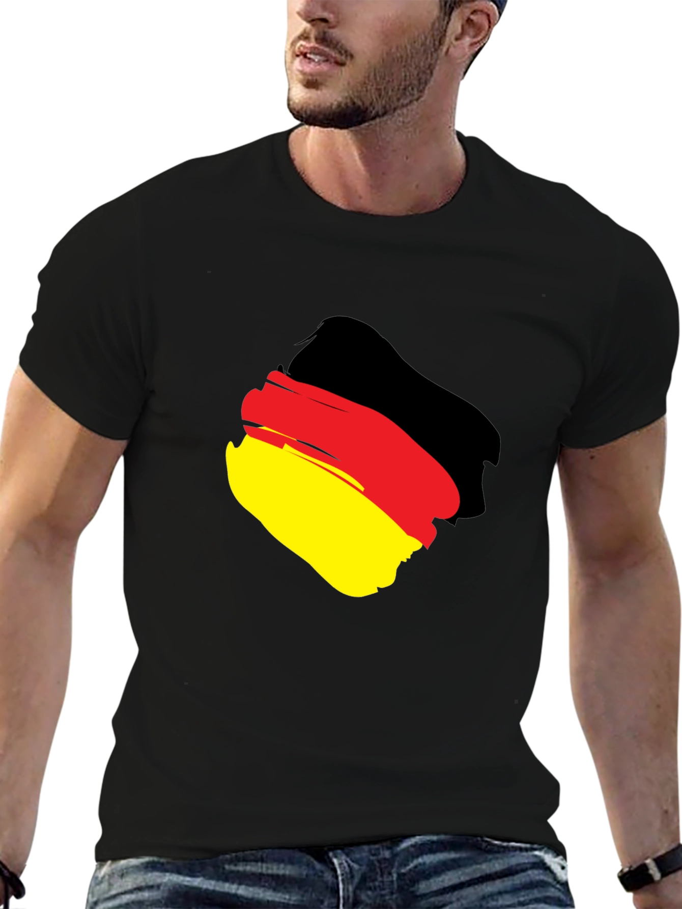 Germany Flag Brushstroke Graphic Black T-Shirt