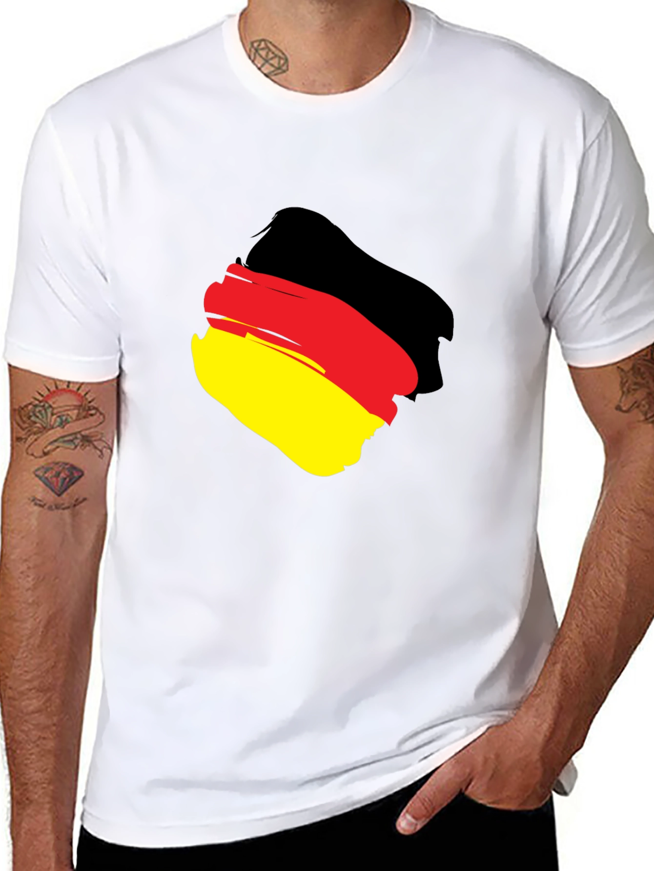Germany Flag Brushstroke Graphic Black T-Shirt