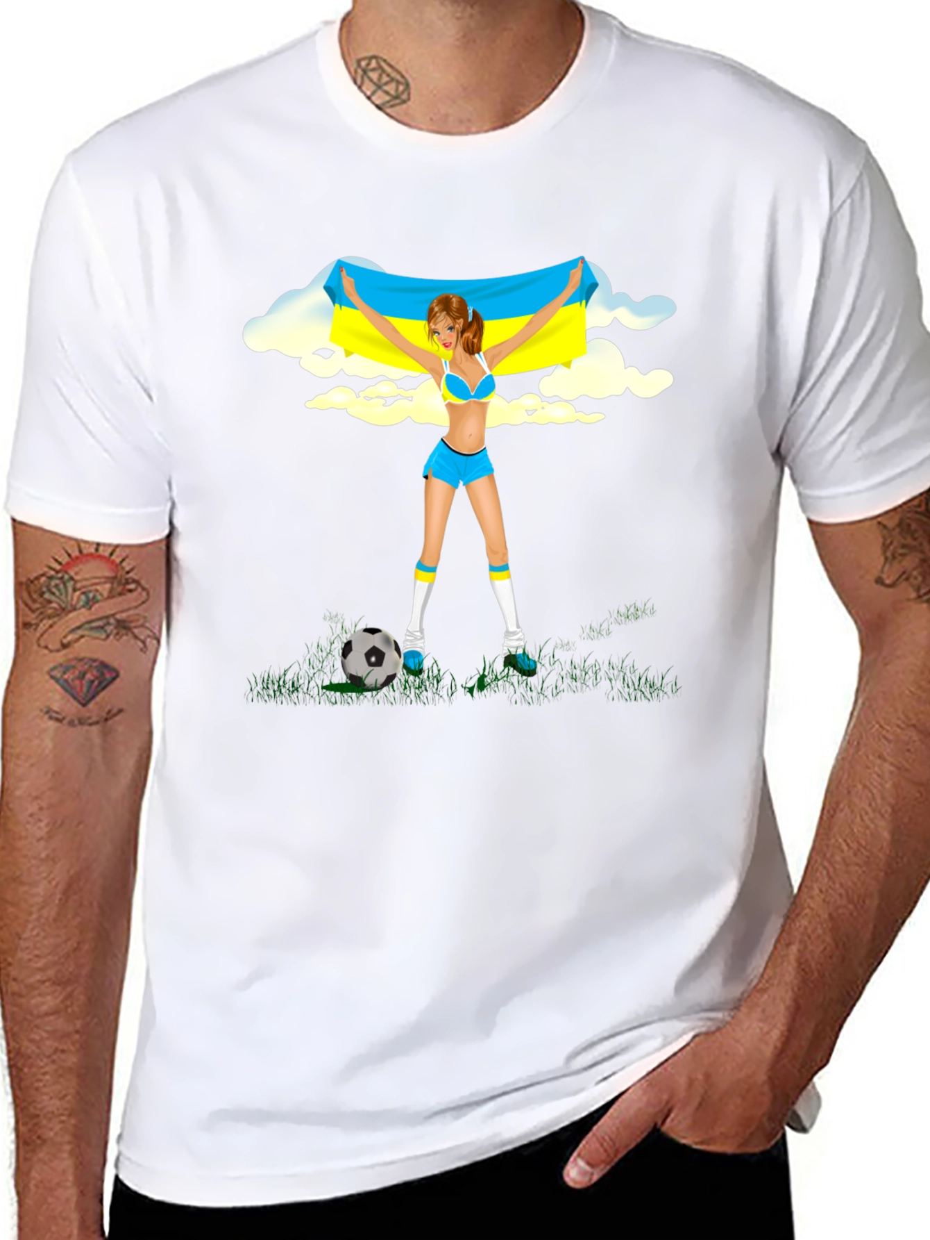 Ukraine Flag Soccer Girl T-Shirt