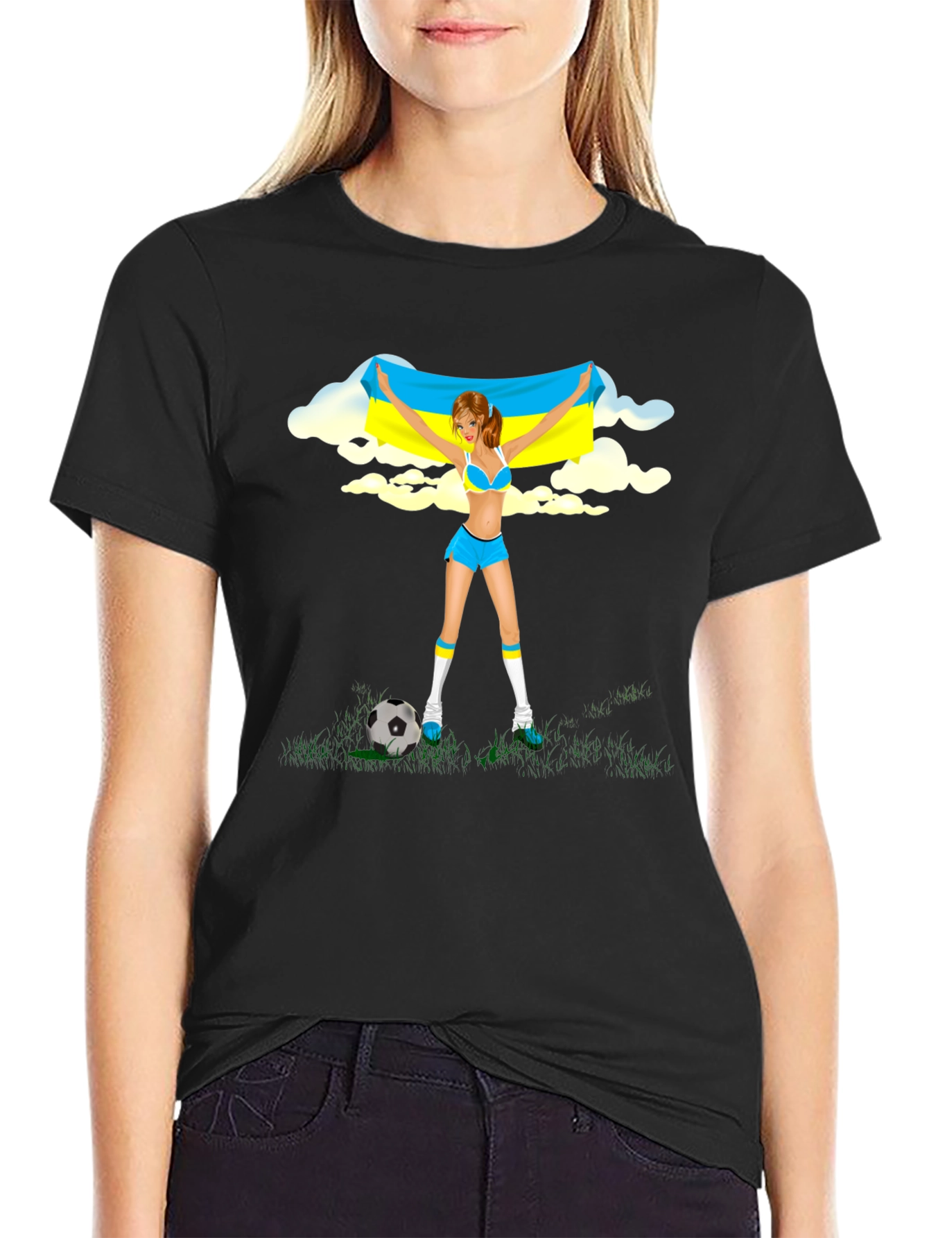 Ukraine Flag Soccer Girl T-Shirt