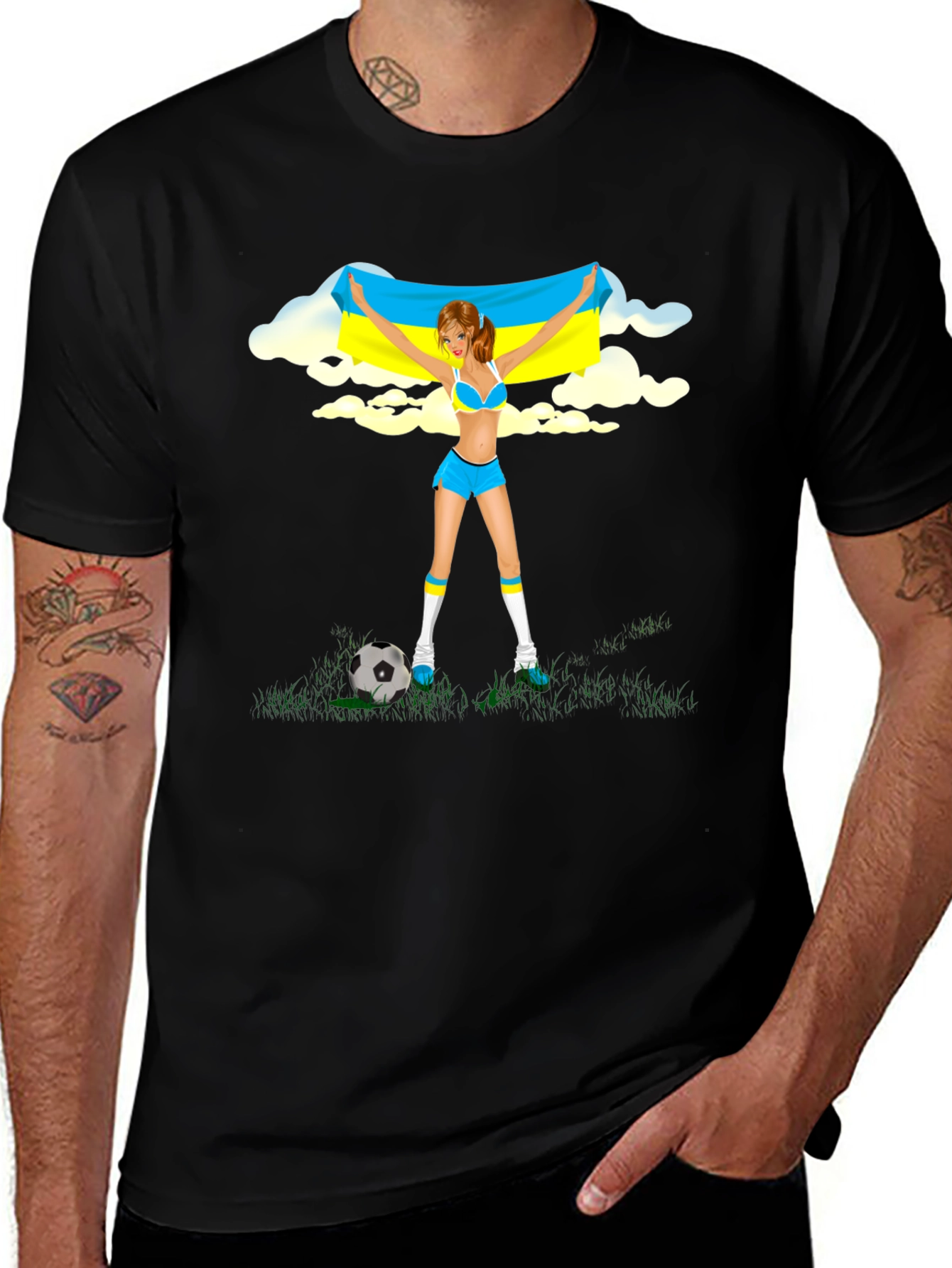 Ukraine Flag Soccer Girl T-Shirt