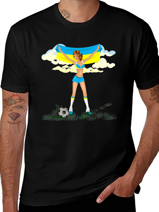 Ukraine Flag Soccer Girl T-Shirt