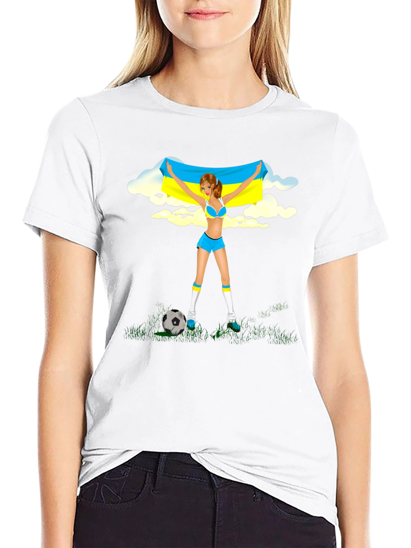 Ukraine Flag Soccer Girl T-Shirt