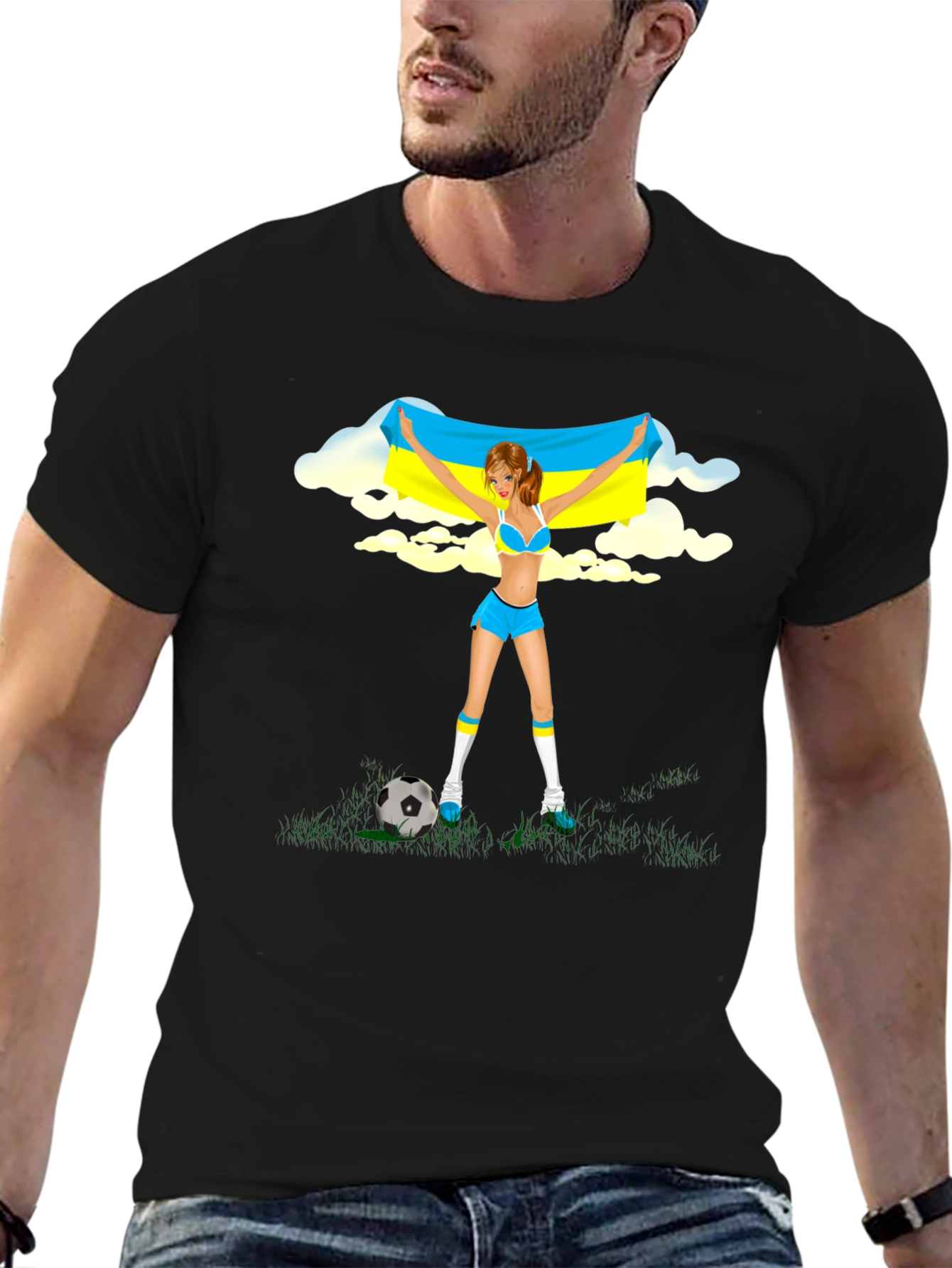 Ukraine Flag Soccer Girl T-Shirt