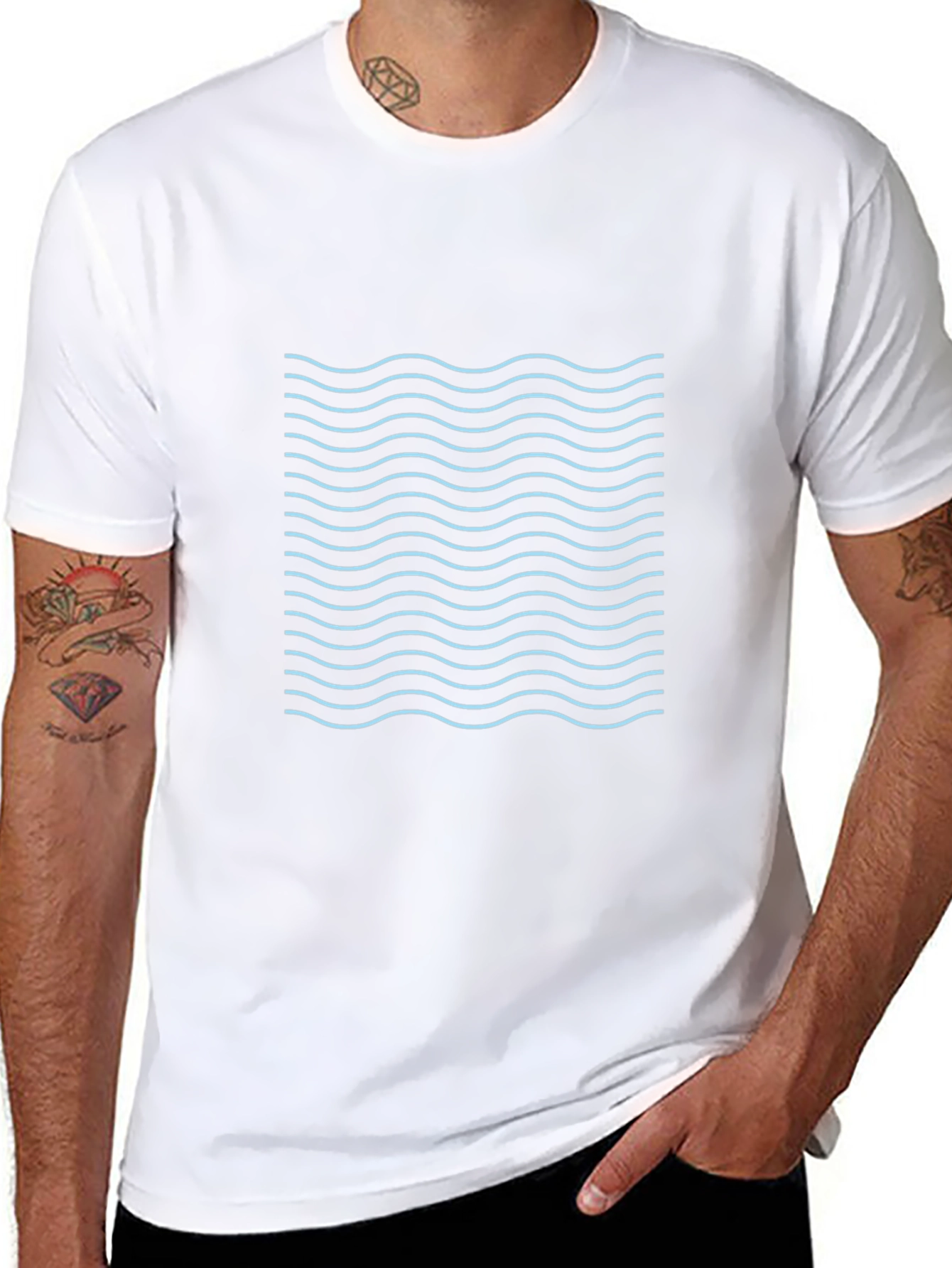 Wave Pattern Black T-Shirt