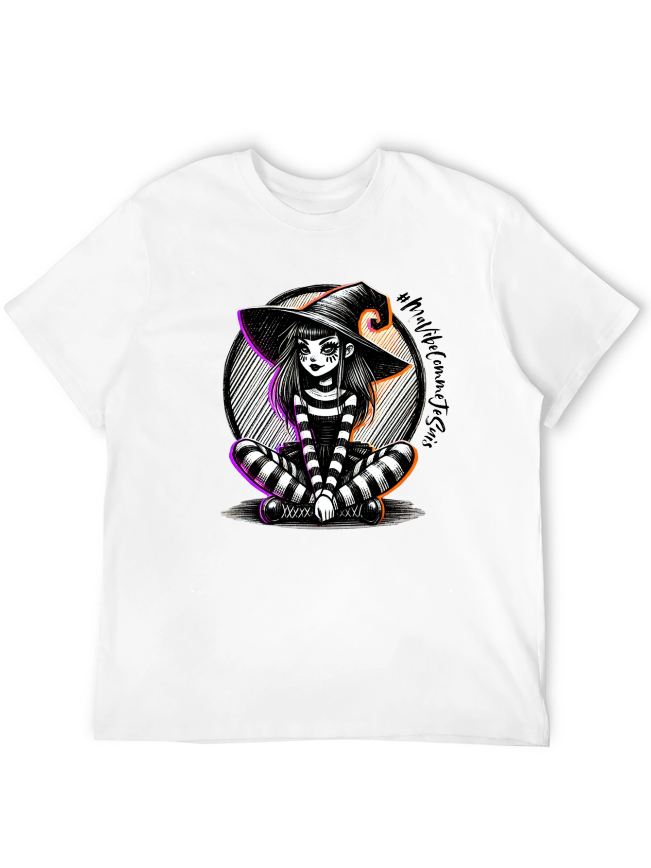 Whimsical Witch Graphic T-Shirt - Halloween Style