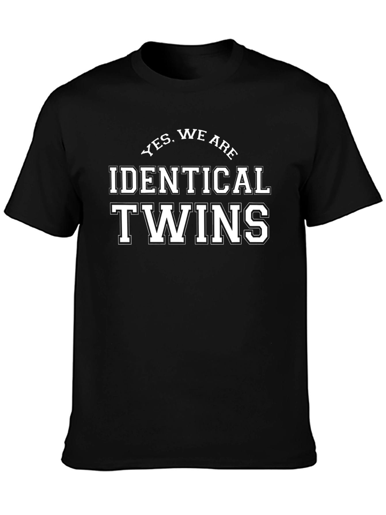 Identical Twins Graphic Tee - Black Crewneck T-Shirt