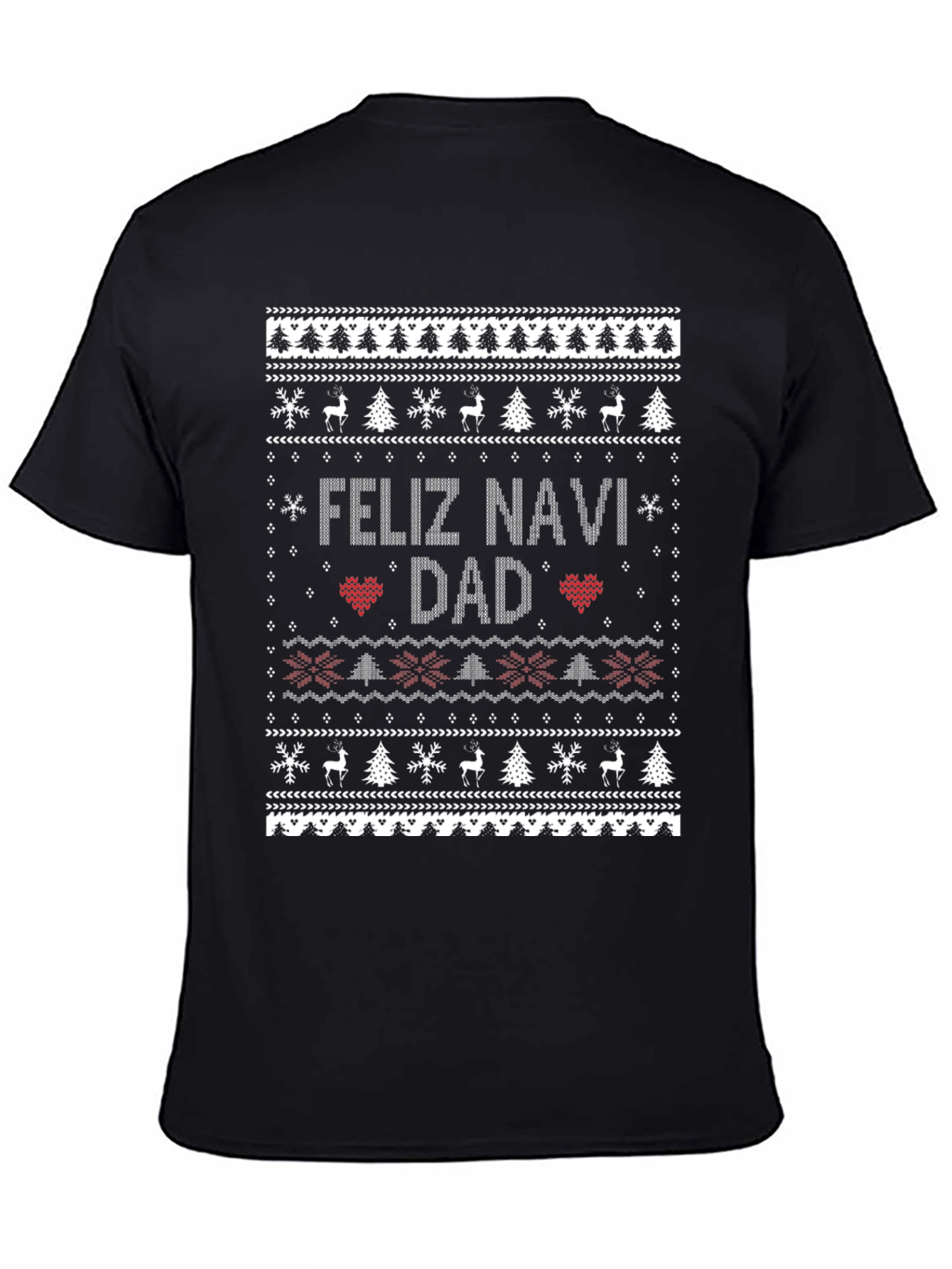 Feliz Navi Dad Christmas Sweater Style Black T-Shirt