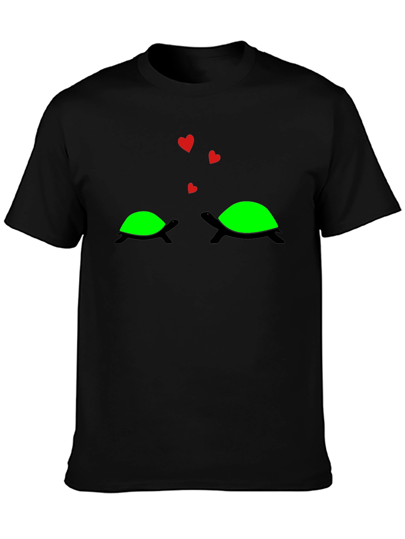 Cute Turtle Love Black T-Shirt
