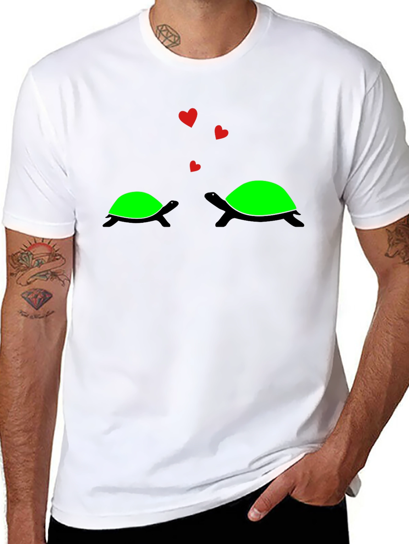 Cute Turtle Love Black T-Shirt