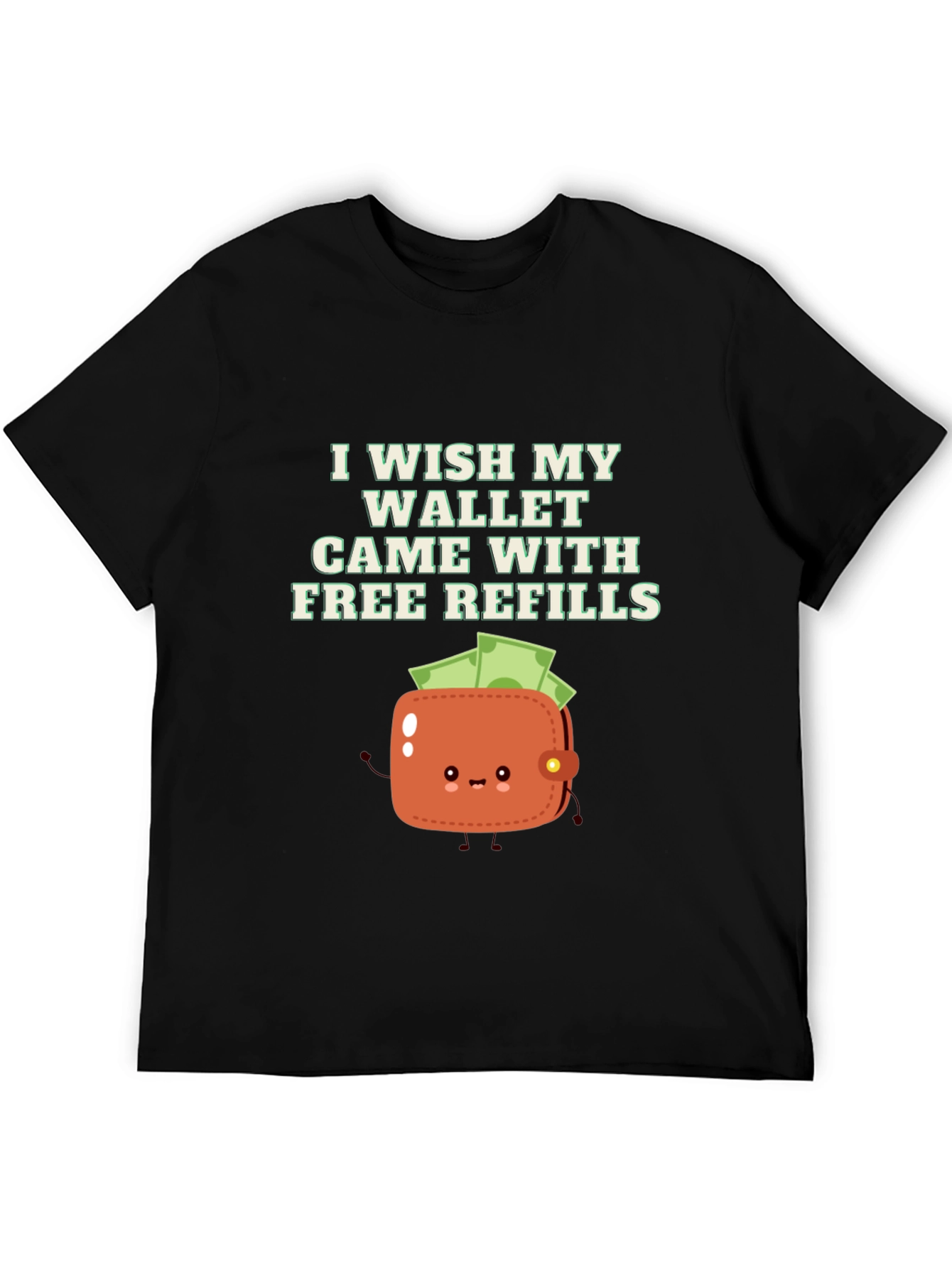 Free Refills Wallet T-Shirt - Black Graphic Tee