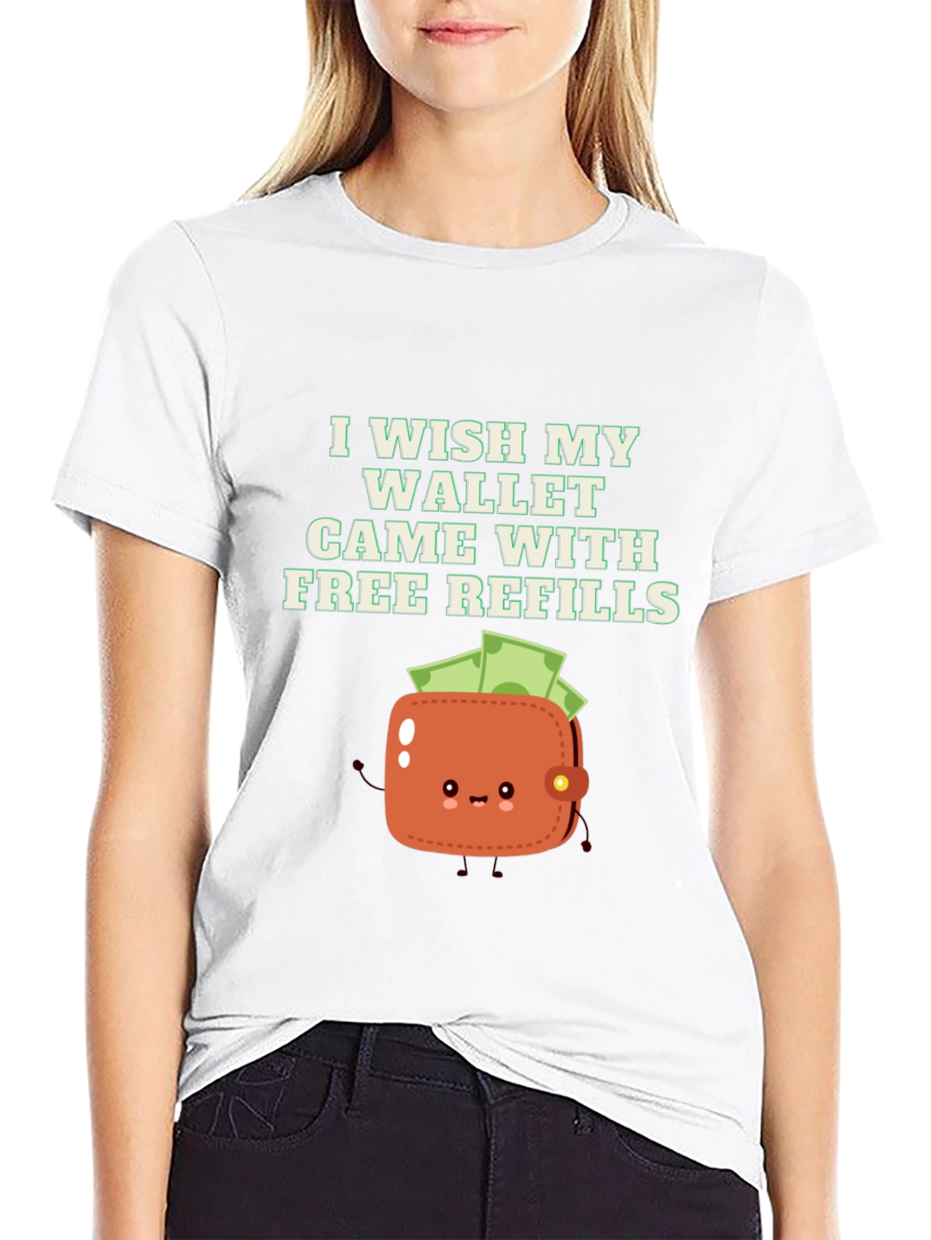 Free Refills Wallet T-Shirt - Black Graphic Tee