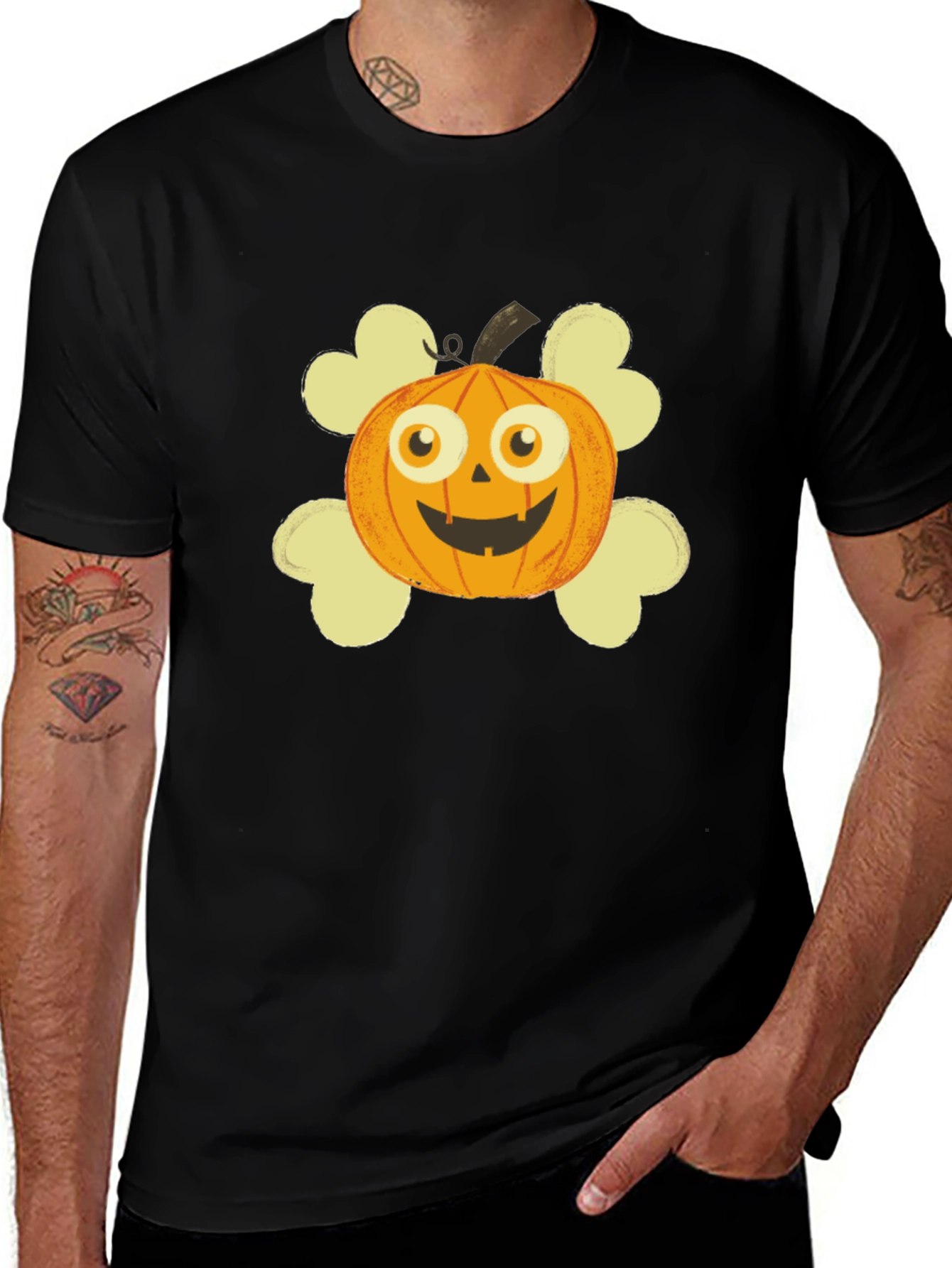 Pumpkin Skull Graphic T-Shirt