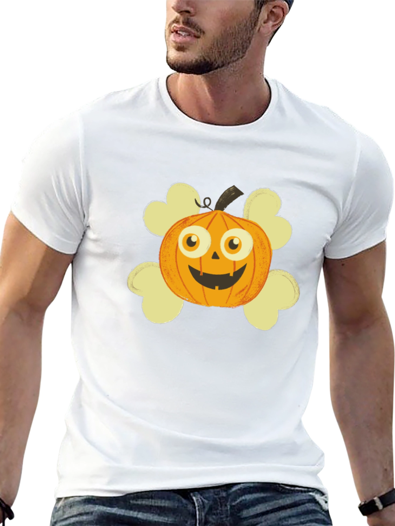 Pumpkin Skull Graphic T-Shirt