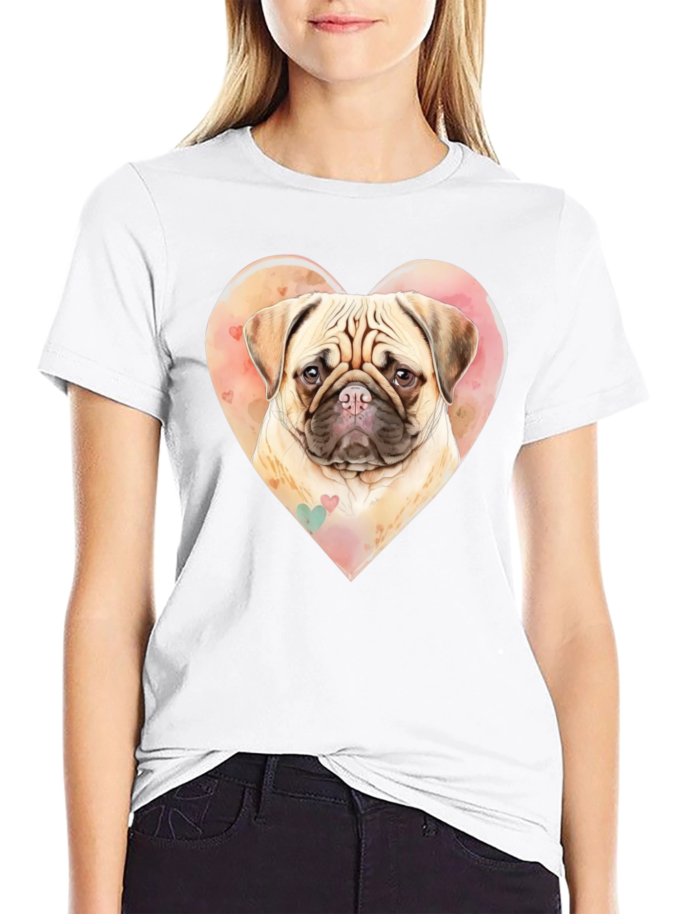 Pug Love Heart T-Shirt - Unique Dog Lover Tee
