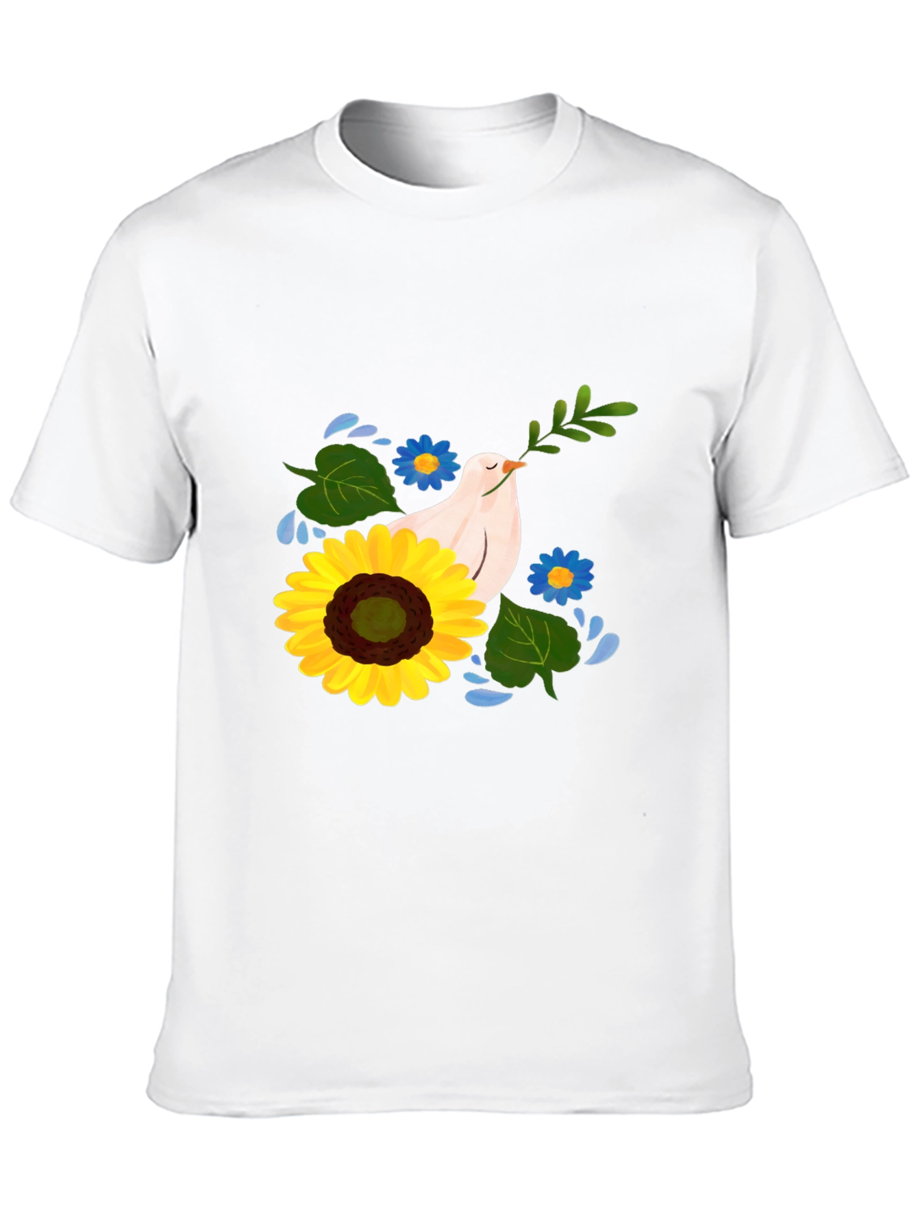 Peace Dove Sunflower Graphic Tee - Black
