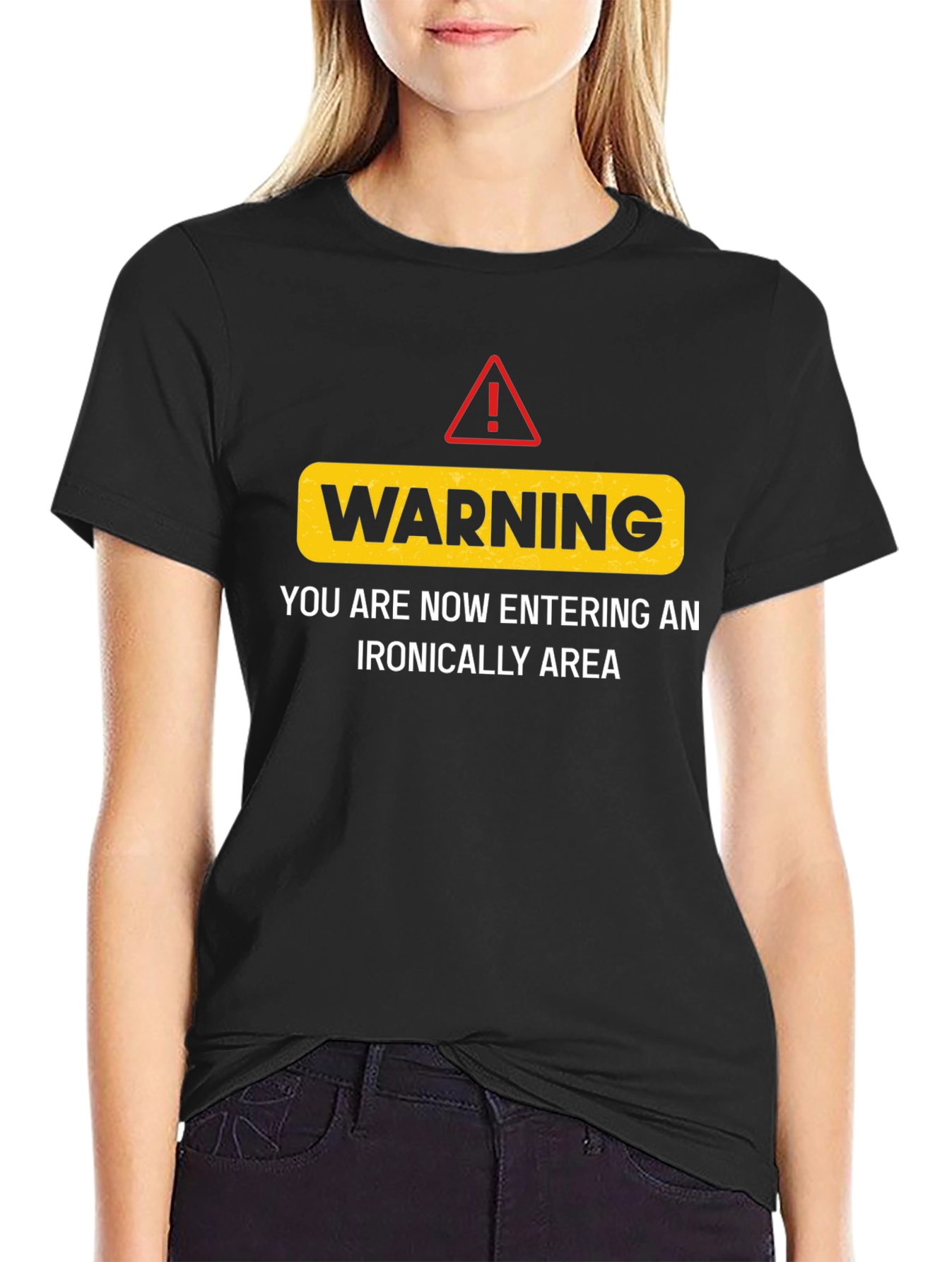 Warning Ironic Area Black Humor Graphic Tee