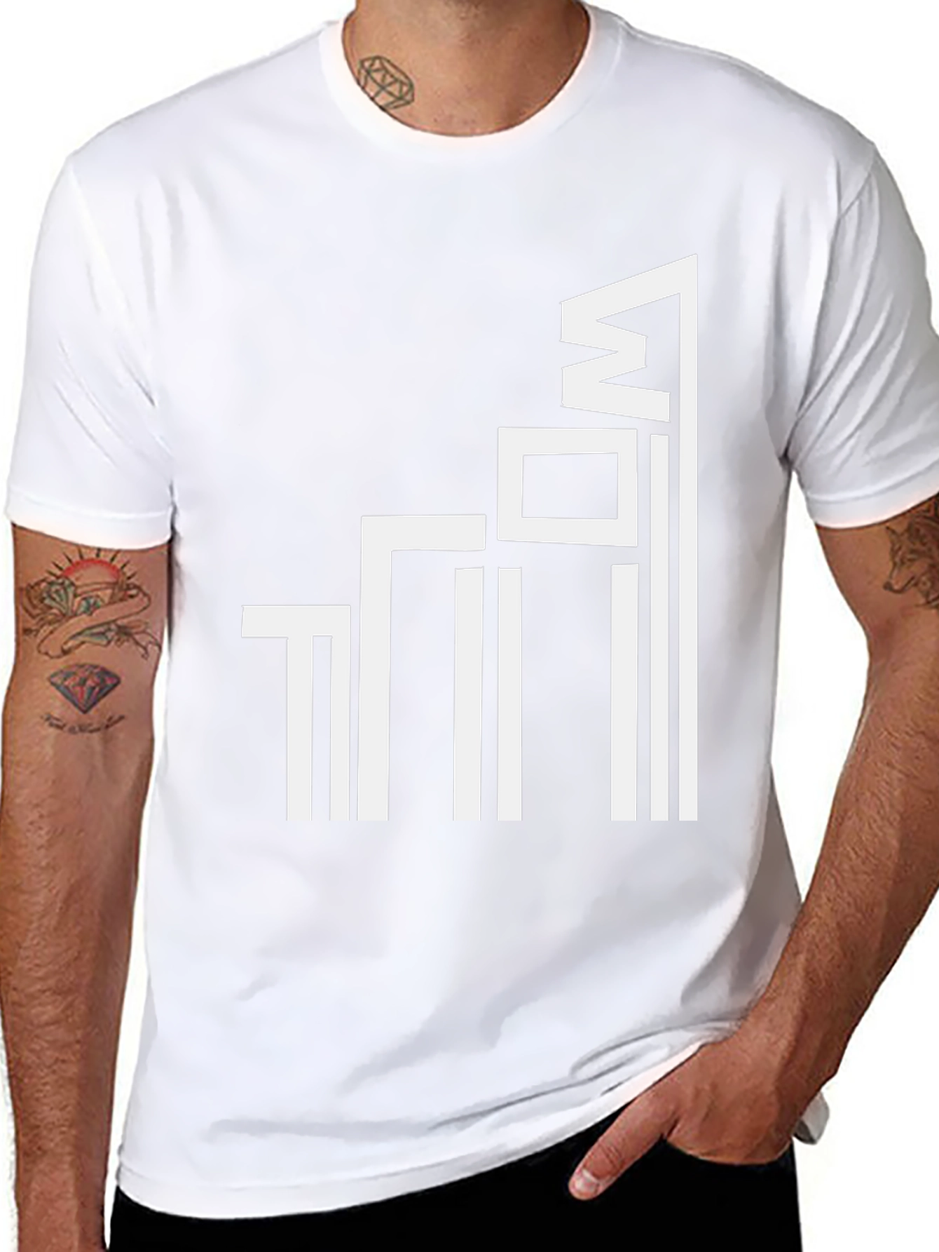 Modern Geometric Graphic Tee - Black