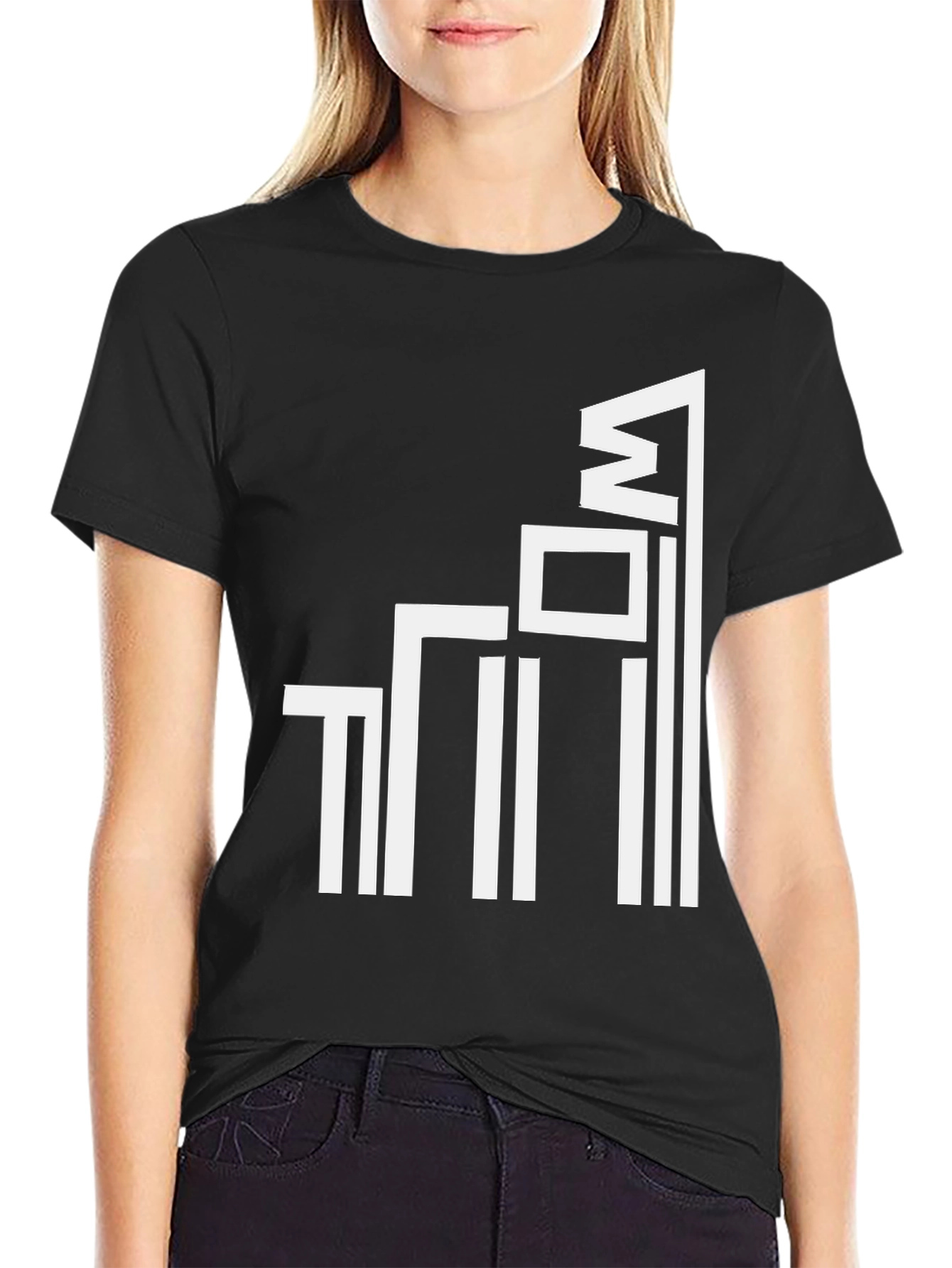Modern Geometric Graphic Tee - Black
