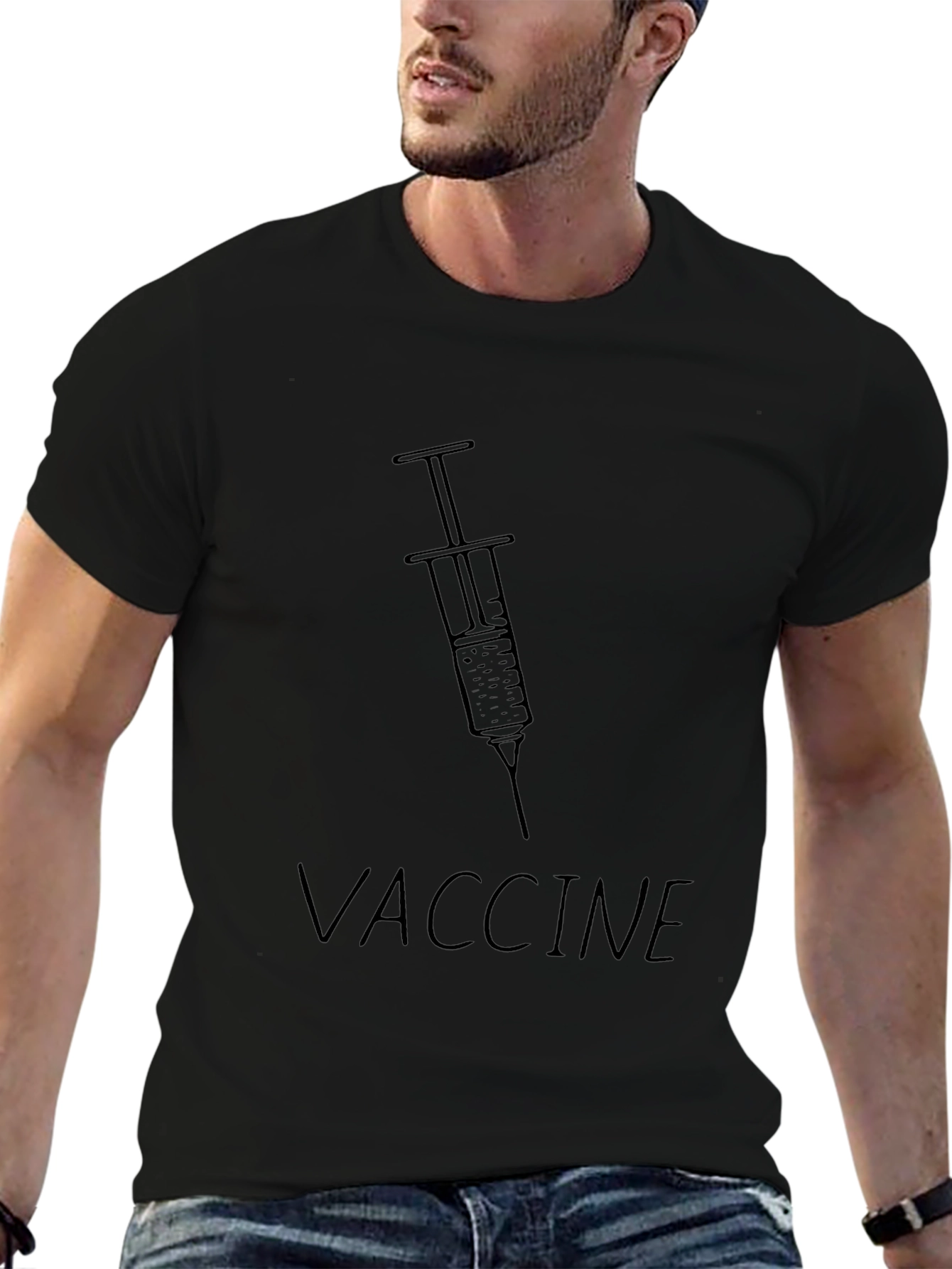 Vaccine Syringe Graphic Tee - Black Unisex T-Shirt