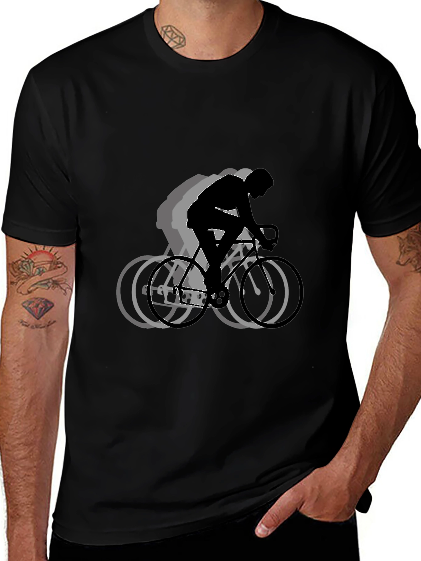 Biker Silhouette Graphic T-Shirt - Black