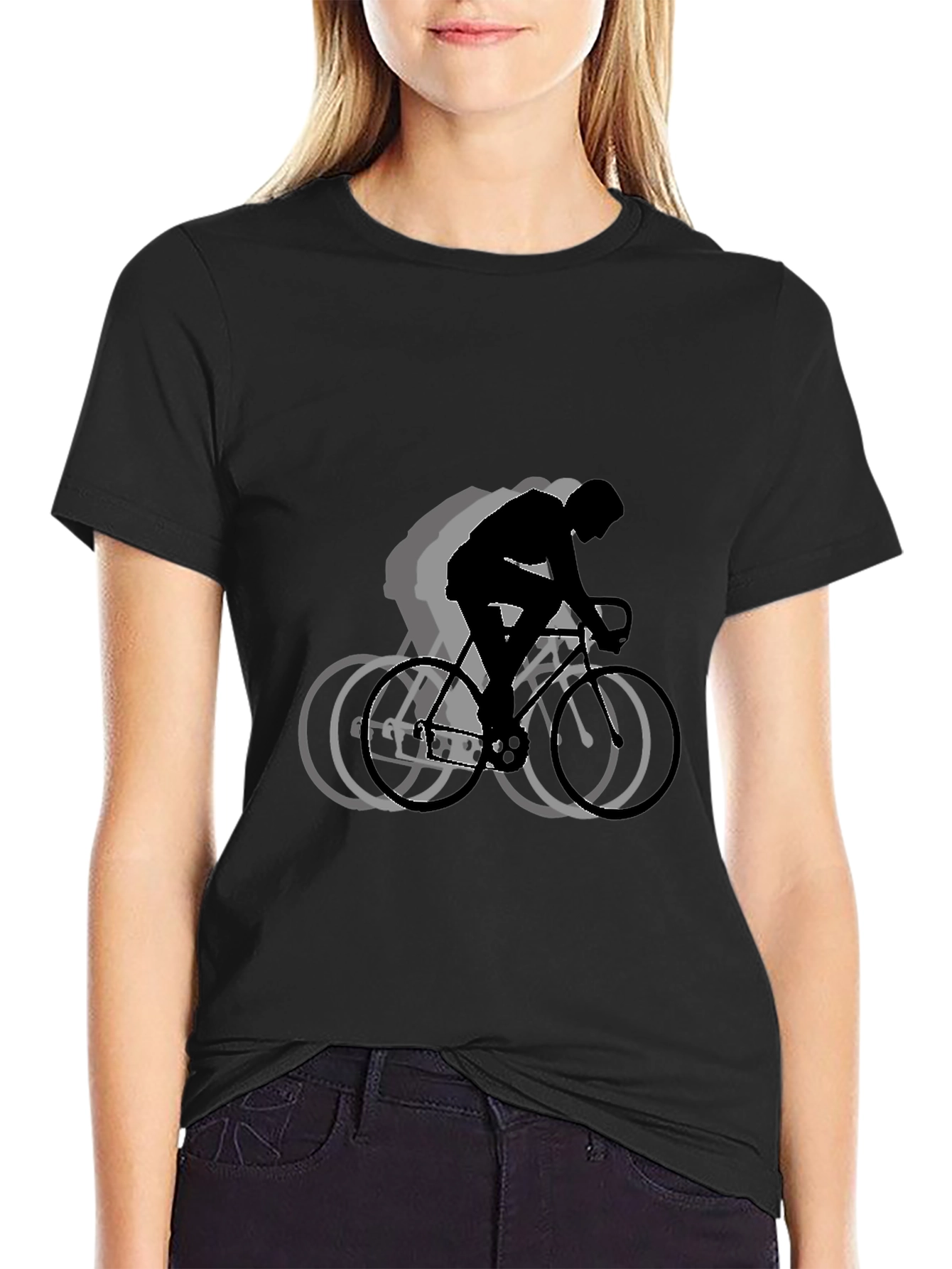 Biker Silhouette Graphic T-Shirt - Black
