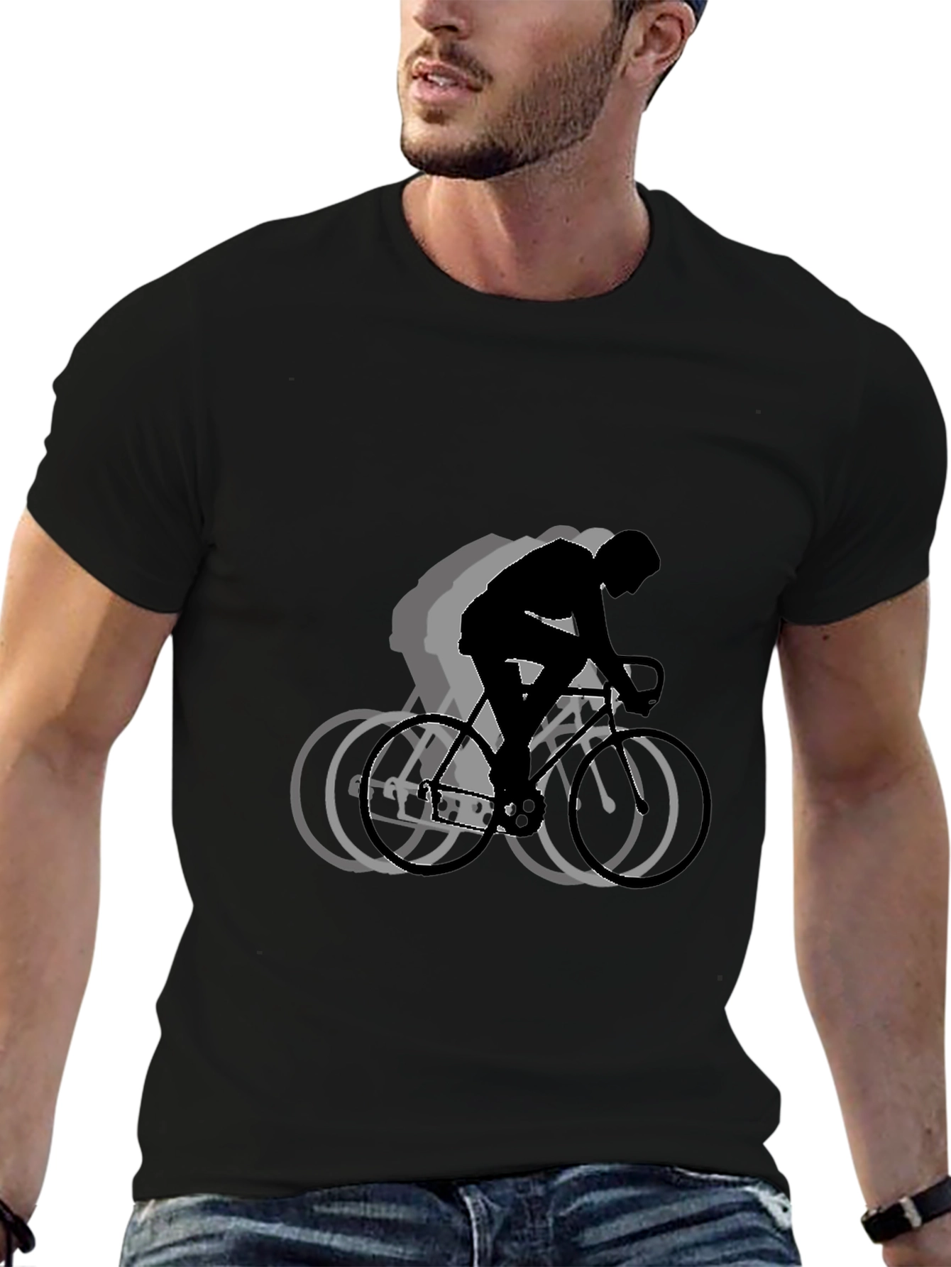 Biker Silhouette Graphic T-Shirt - Black