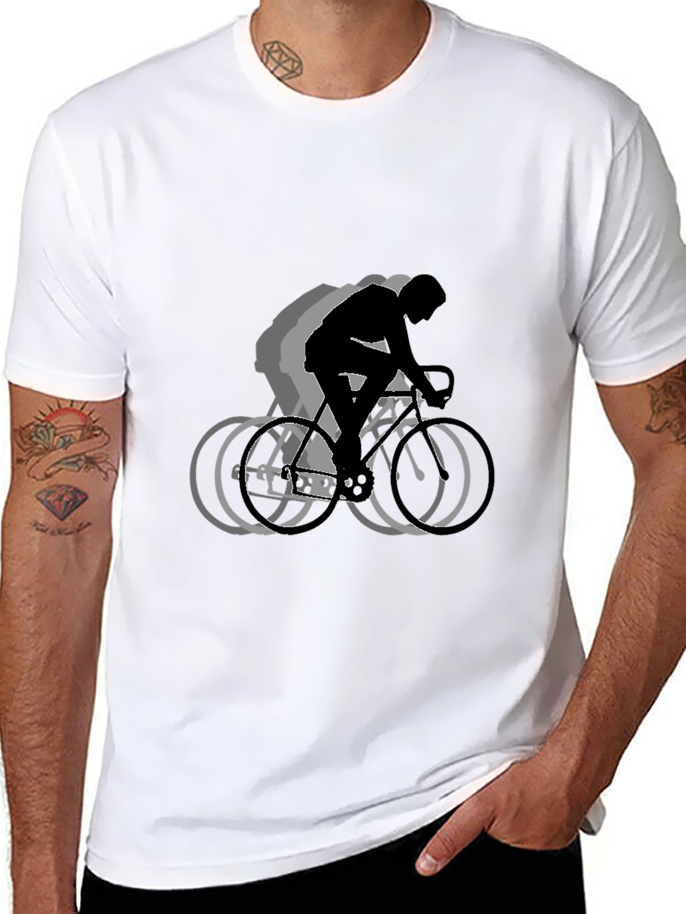 Biker Silhouette Graphic T-Shirt - Black