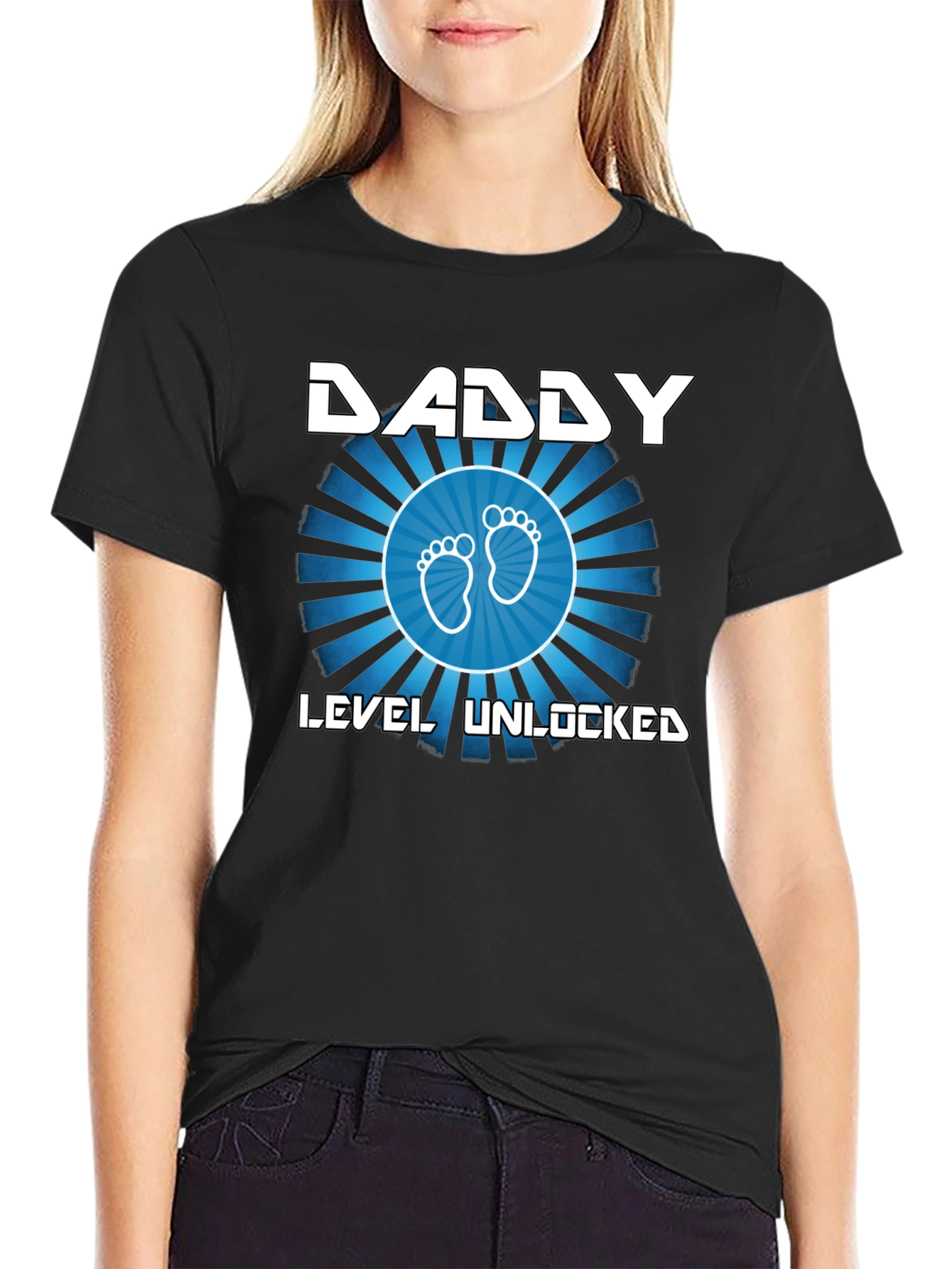 Daddy Level Unlocked Black T-Shirt
