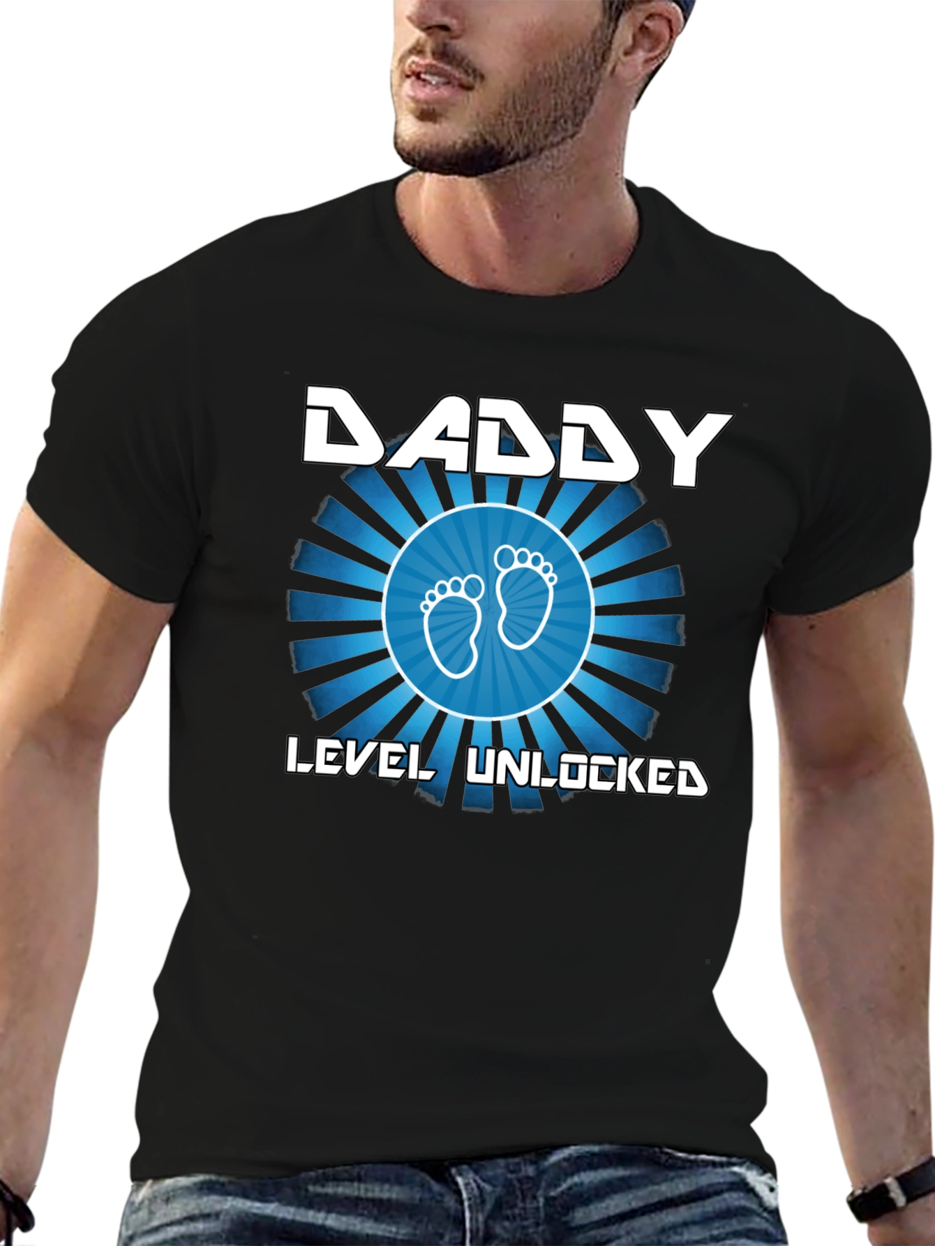 Daddy Level Unlocked Black T-Shirt
