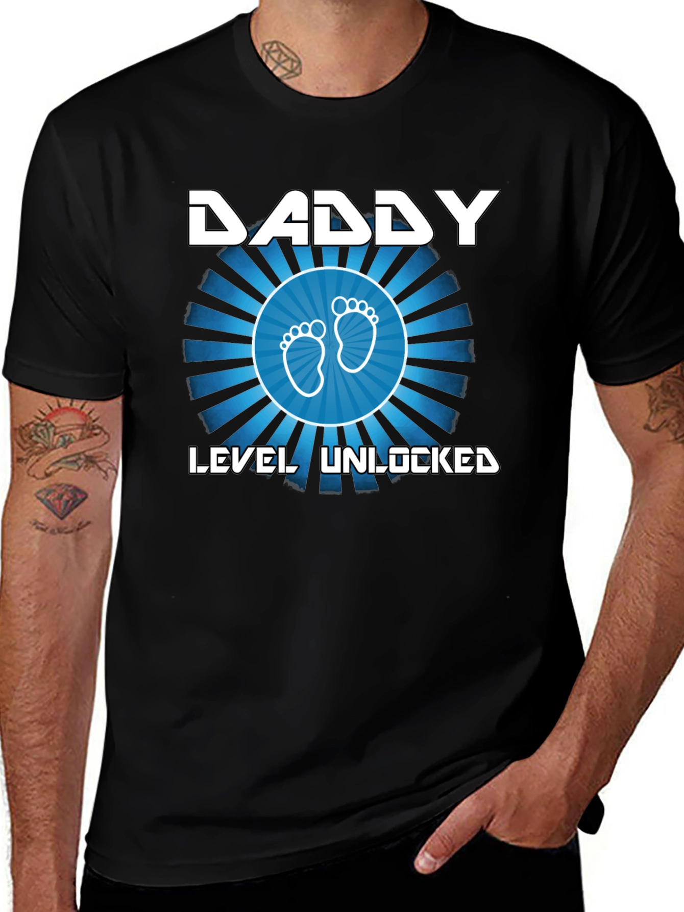 Daddy Level Unlocked Black T-Shirt