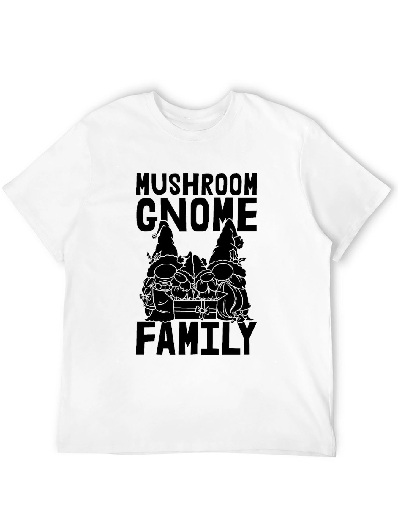 Mushroom Gnome Family Black T-Shirt