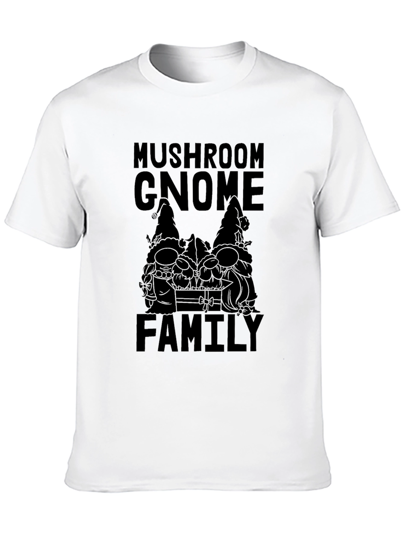 Mushroom Gnome Family Black T-Shirt