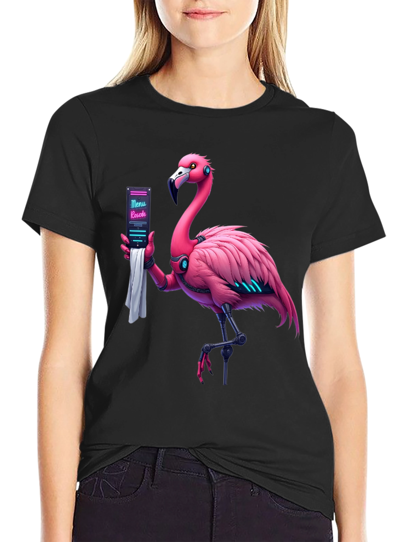 Robotic Flamingo Graphic T-Shirt