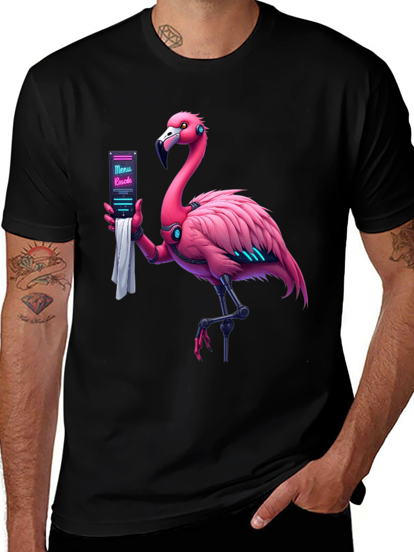 Robotic Flamingo Graphic T-Shirt