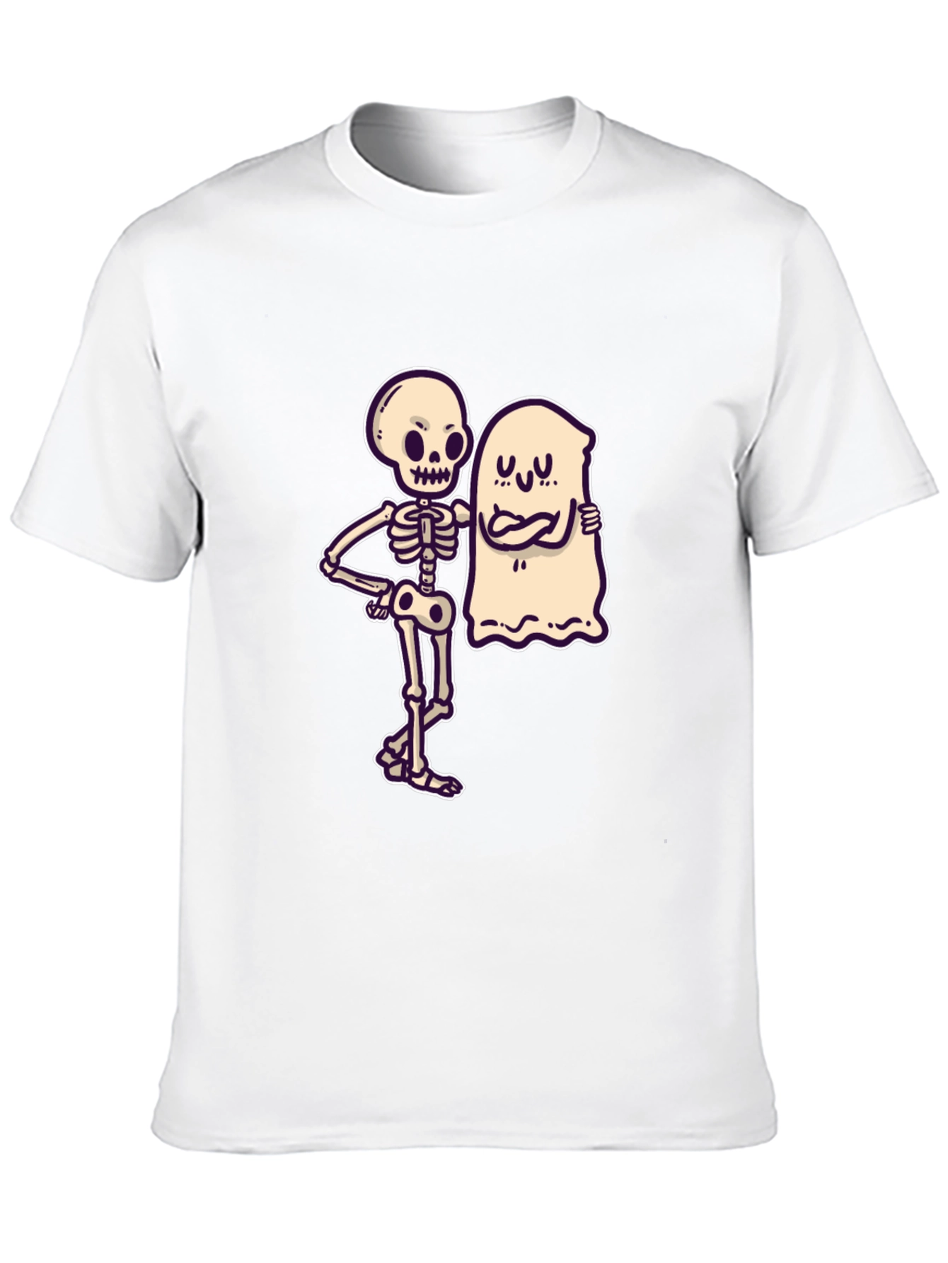 Skeleton & Ghost Graphic Tee - Spooky Season Shirt