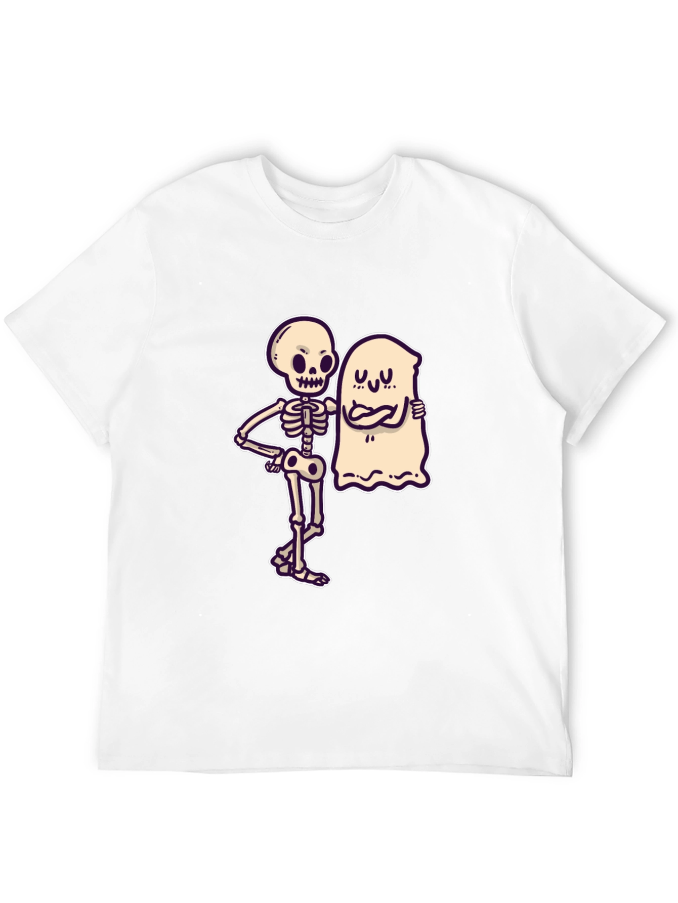 Skeleton & Ghost Graphic Tee - Spooky Season Shirt