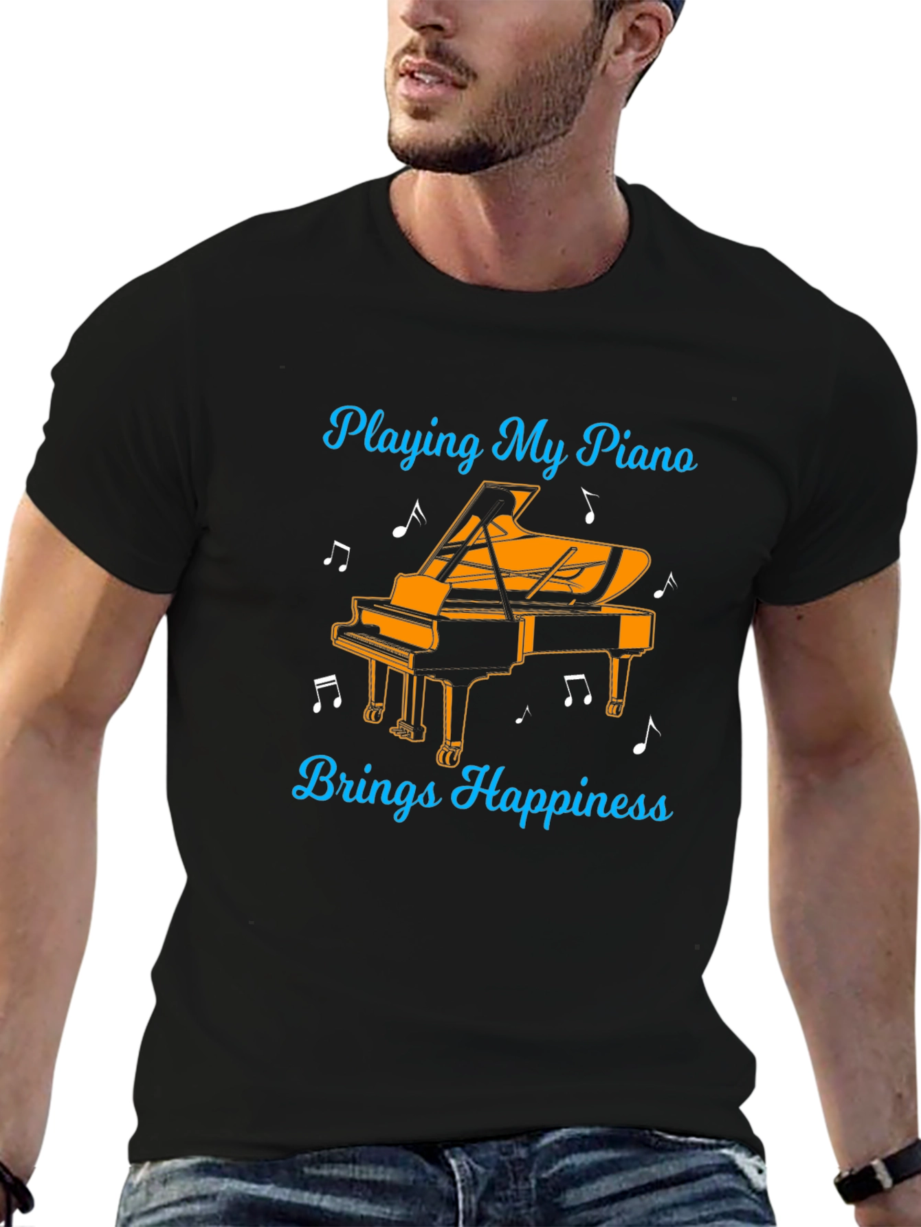 Piano Happiness Black Graphic Tee