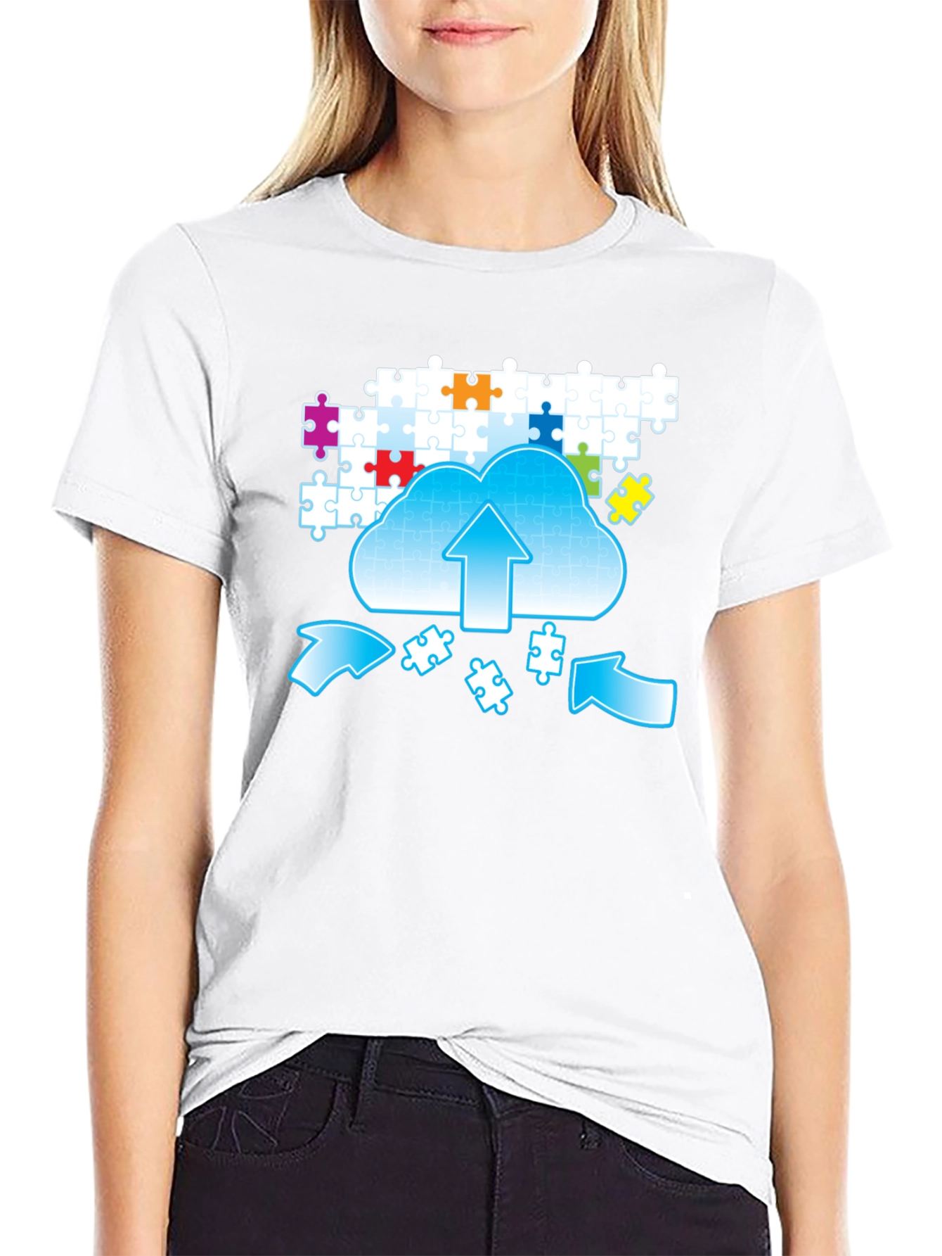 Puzzle Cloud Upload Graphic T-Shirt