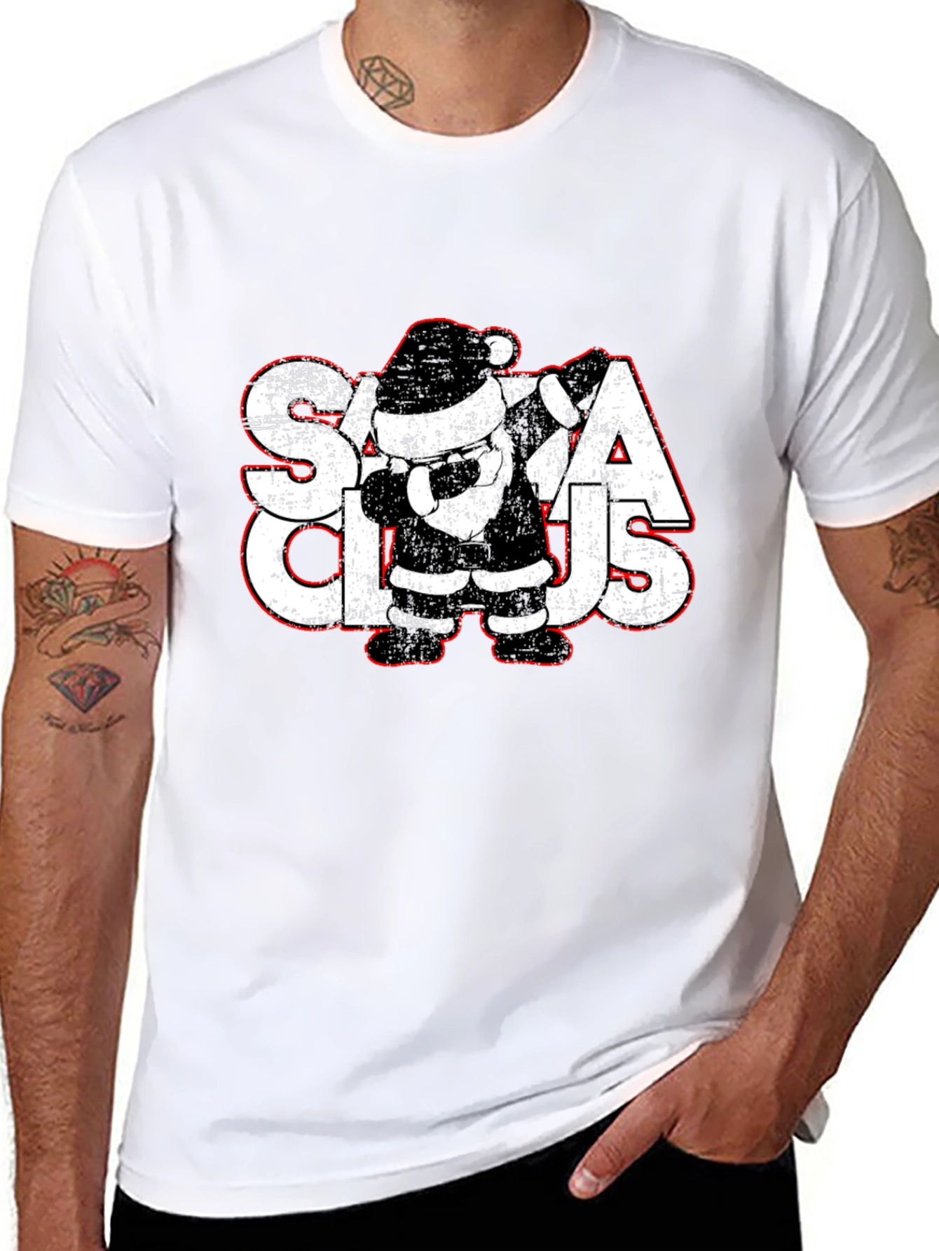 Santa Claus Dabbing Graphic Tee - Christmas Holiday Shirt