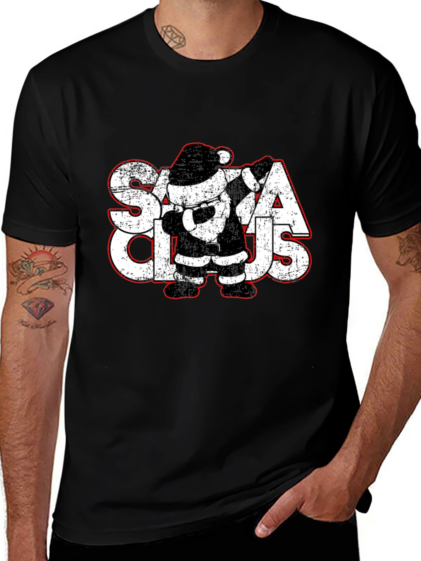 Santa Claus Dabbing Graphic Tee - Christmas Holiday Shirt