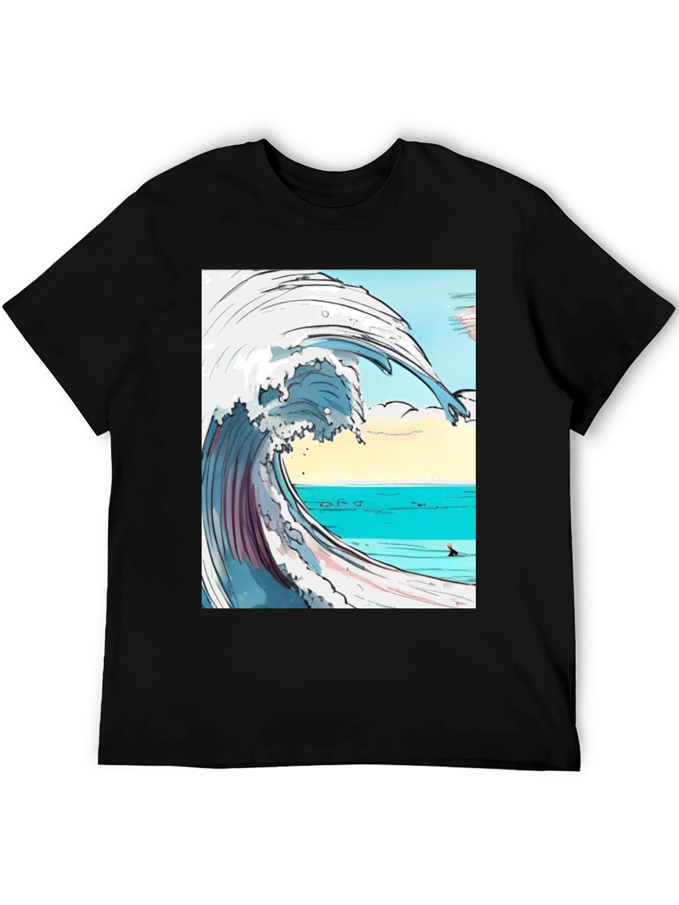 Ocean Wave Graphic Tee - Black